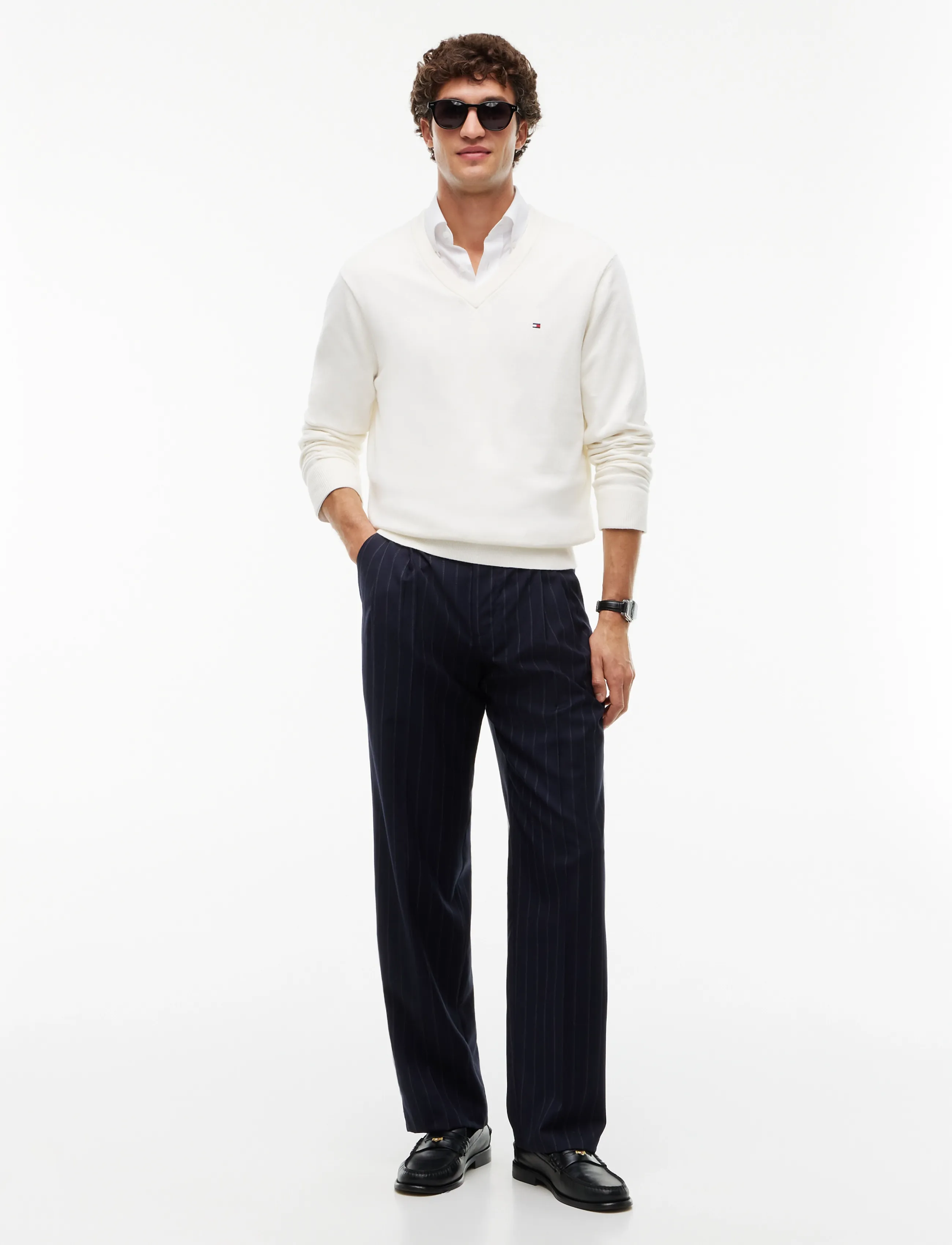Tommy Hilfiger - PIMA ORG CTN CASHMERE V NECK - v-hals - ivory petal - 5