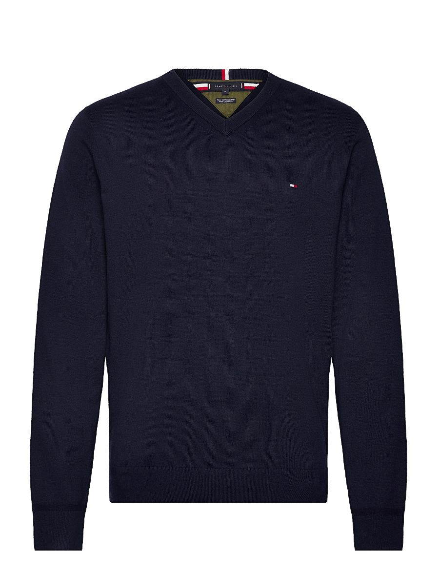 Tommy Hilfiger - PIMA ORG CTN CASHMERE V NECK - navy blue - 1