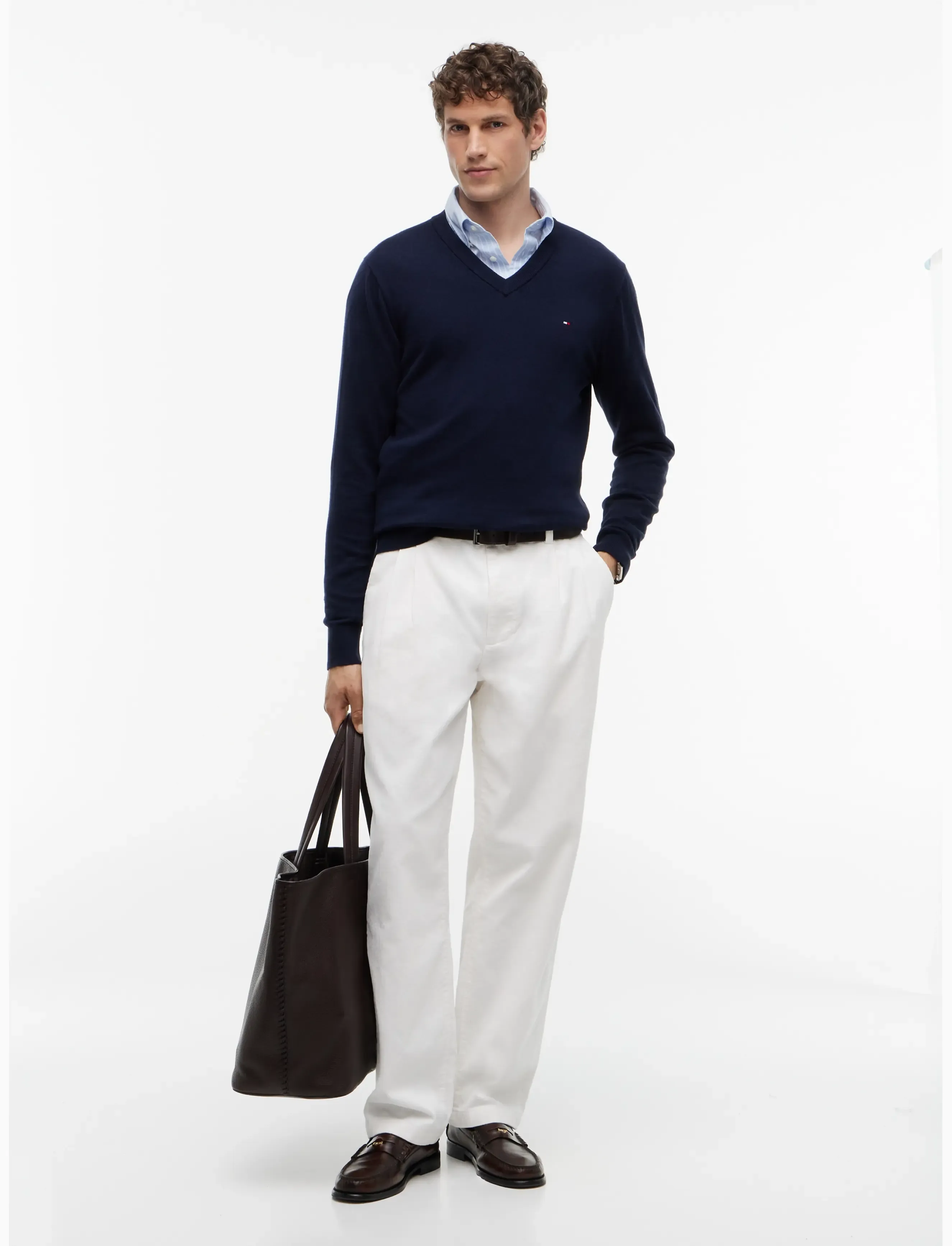 Tommy Hilfiger - PIMA ORG CTN CASHMERE V NECK - desert sky - 5