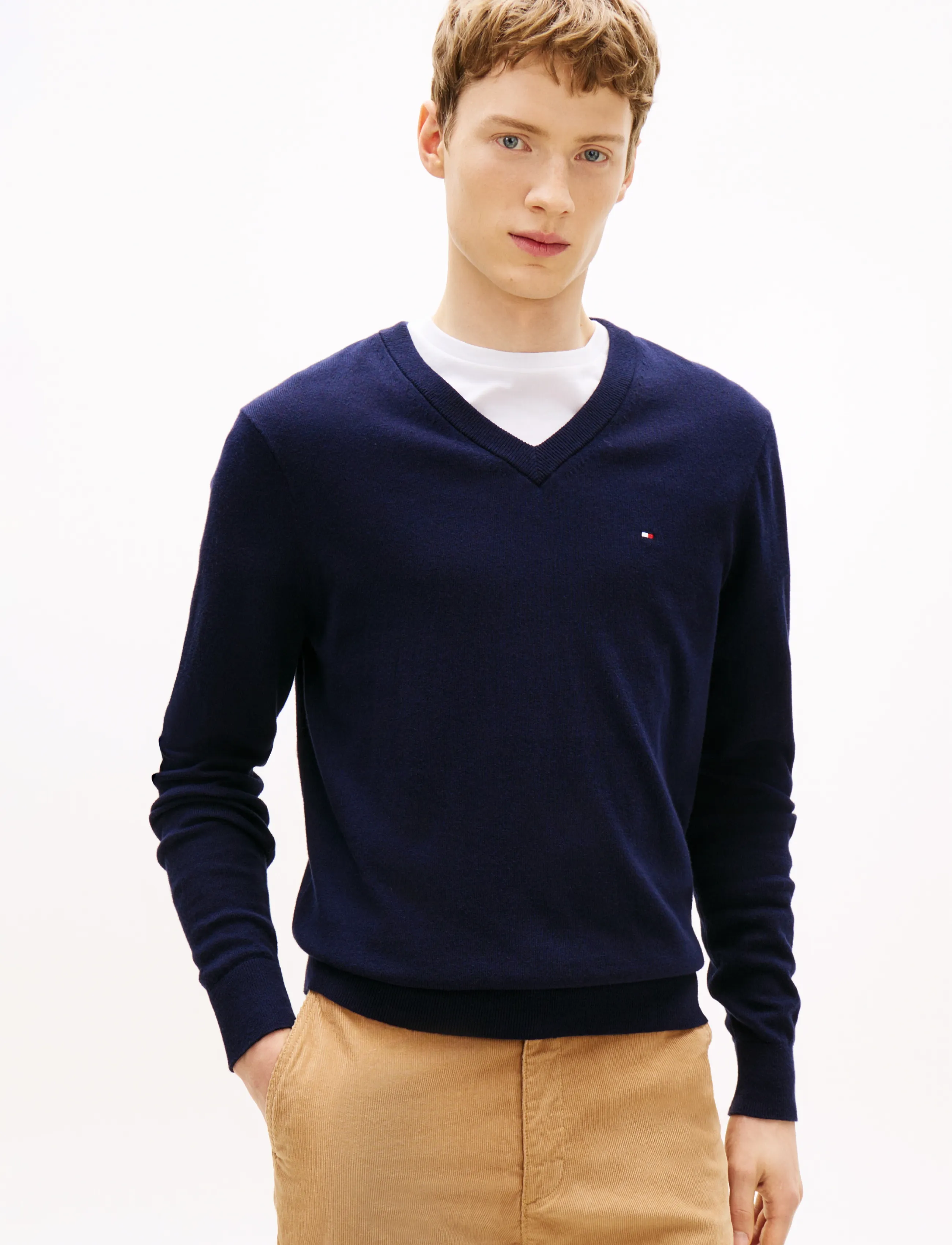 TOMMY HILFIGER Pima Org Ctn Cashmere V Neck stickade tröjor herr – bild 5