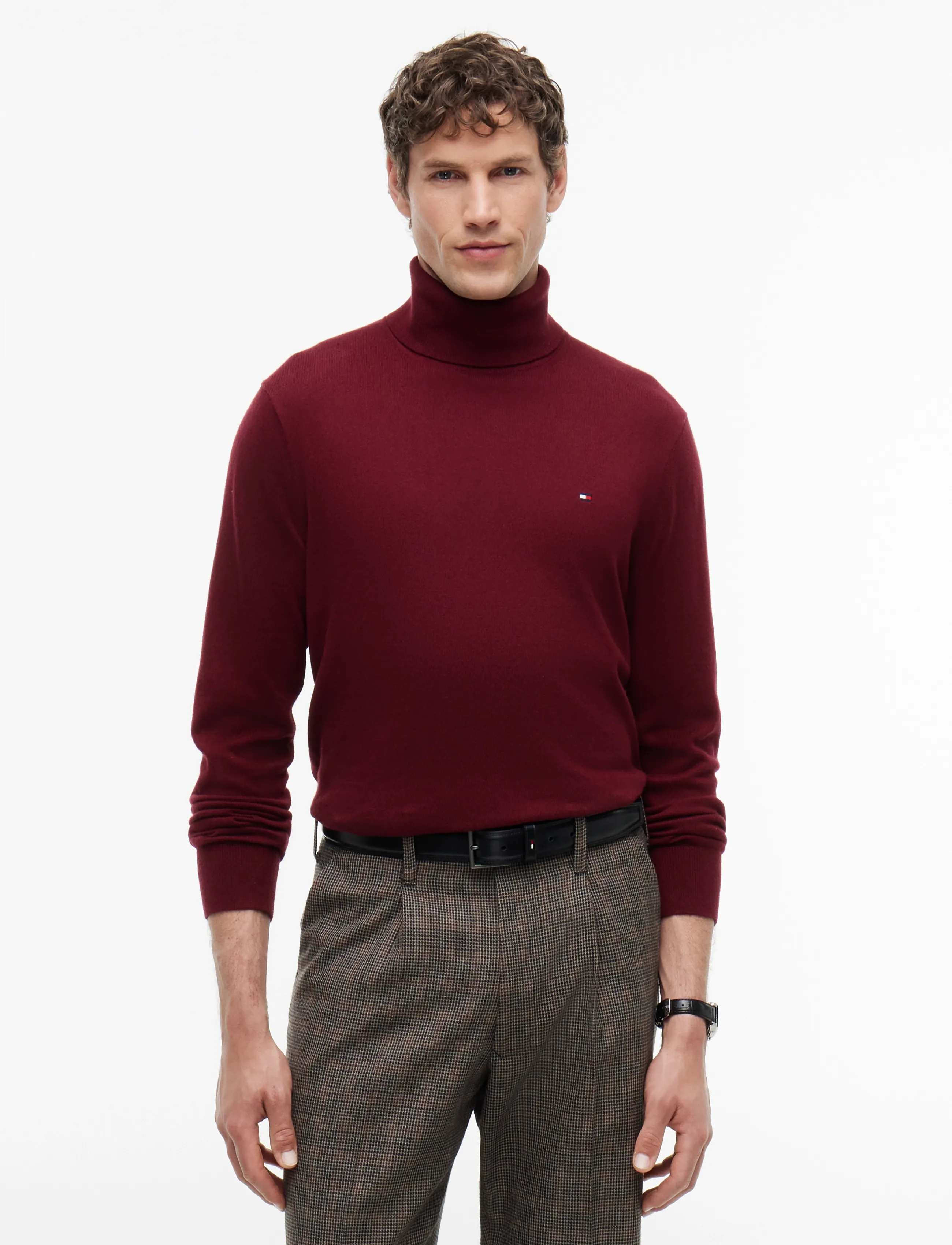Tommy Hilfiger PIMA ORG CTN CASHMERE ROLL NECK - Tommy Hilfiger - BURGUNDY / burgundy