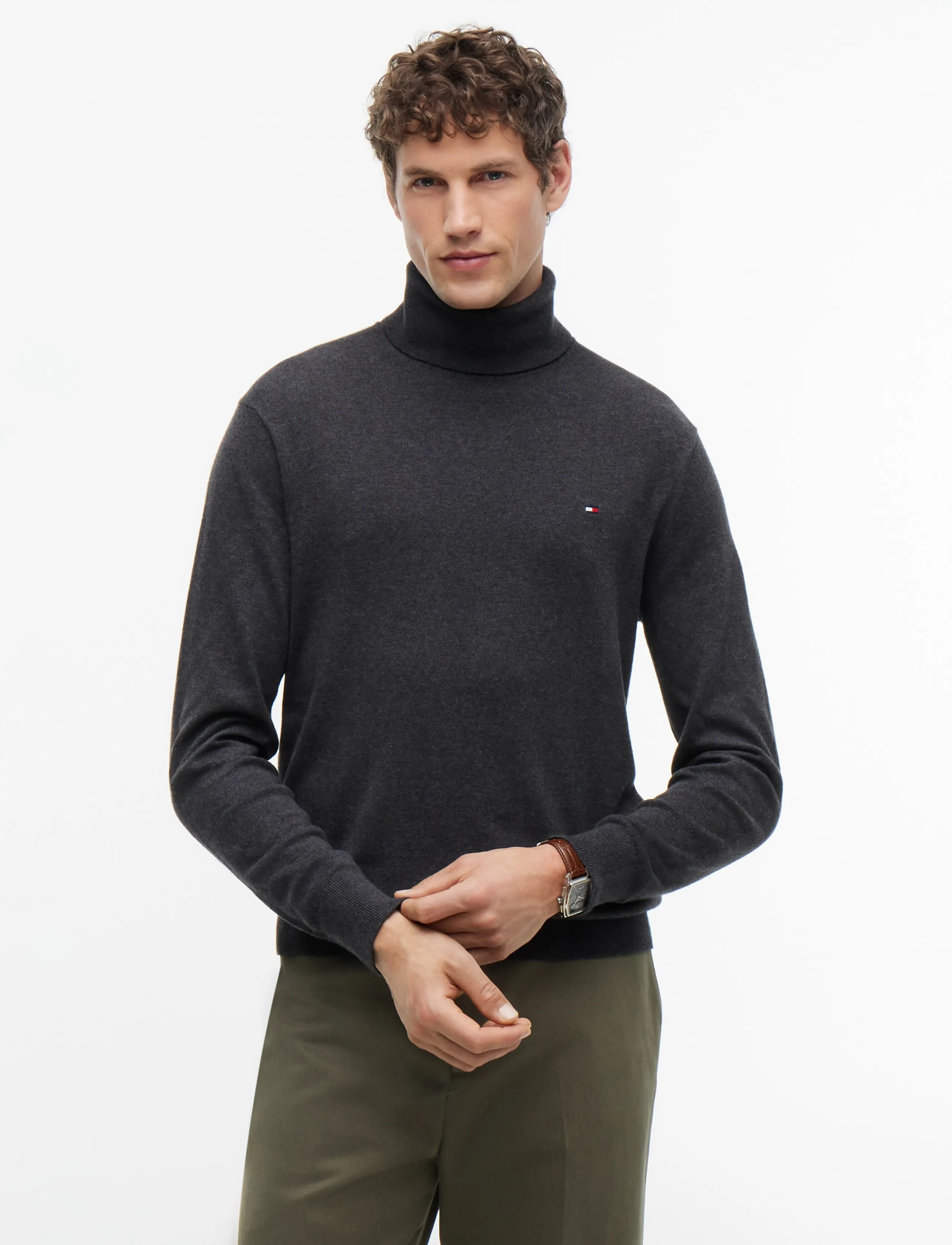 Tommy Hilfiger PIMA ORG CTN CASHMERE ROLL NECK - Tommy Hilfiger - DARK GREY HEATHER / grey