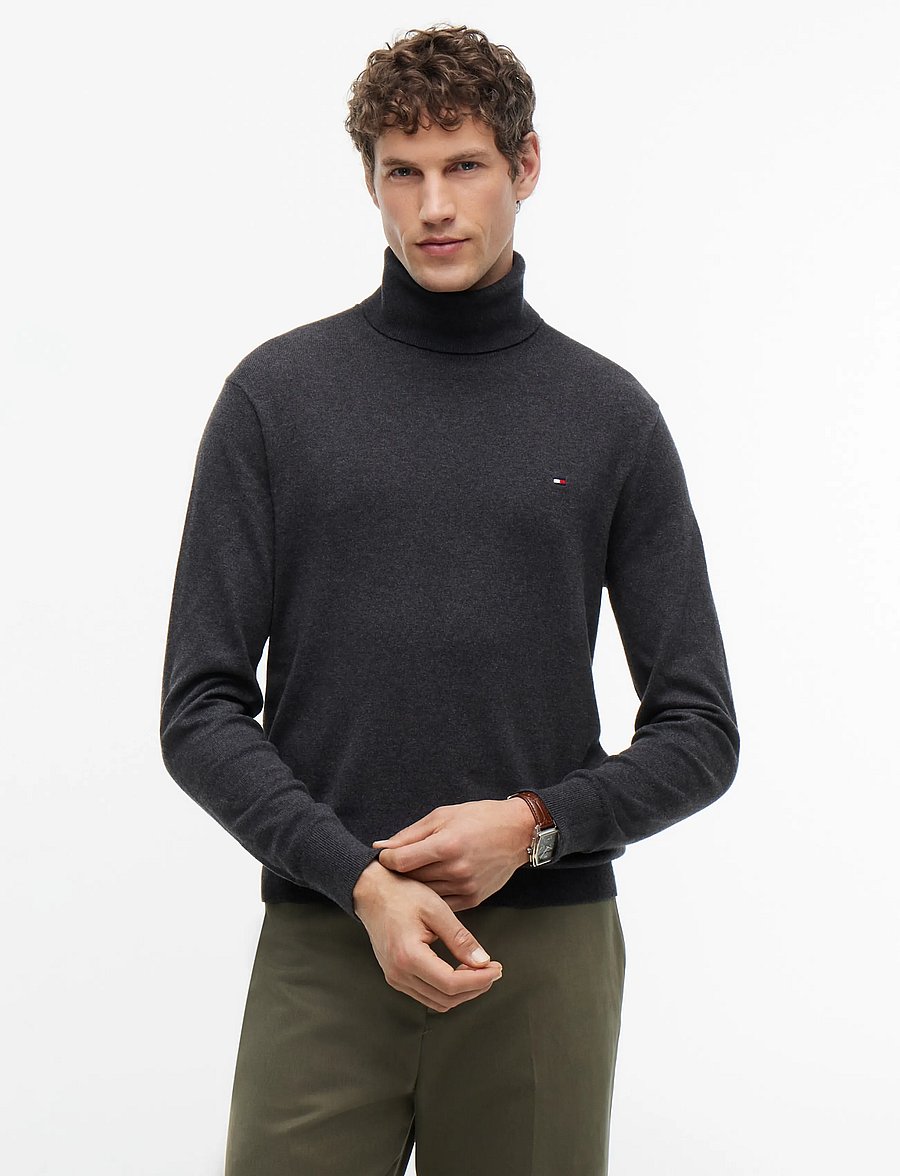 Tommy Hilfiger - PIMA ORG CTN CASHMERE ROLL NECK - rollkragenpullover - dark grey heather - 0