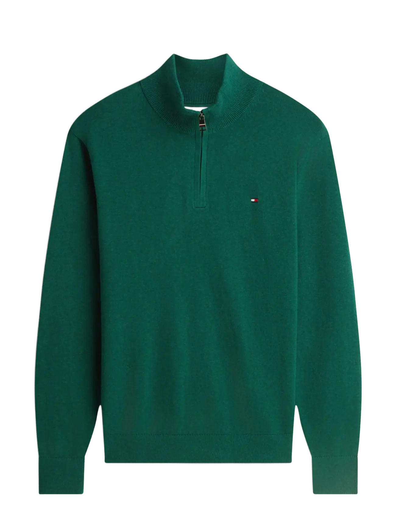 Tommy Hilfiger - PIMA ORG CTN CASHMERE ZIP MOCK - pullover mit halbem reißverschluss - ornamental green heather - 1