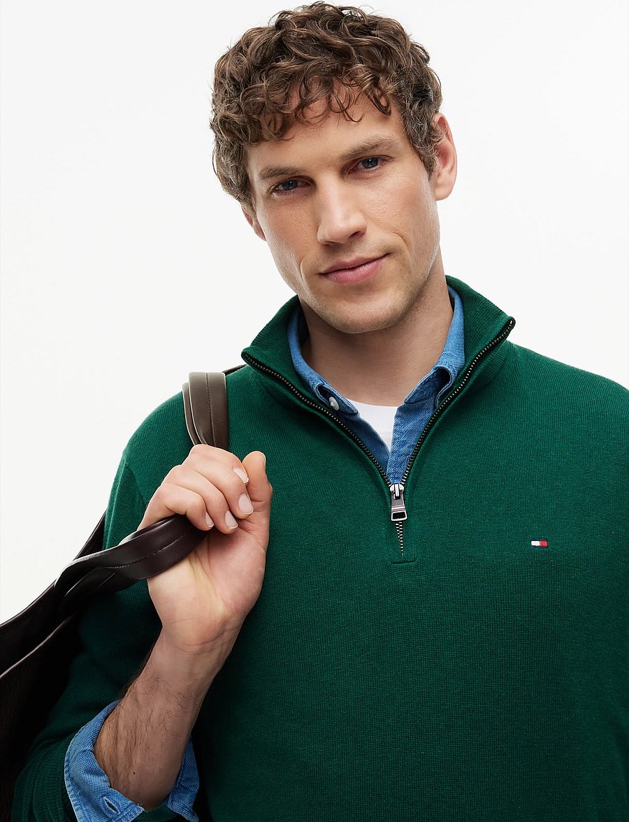 Tommy Hilfiger - PIMA ORG CTN CASHMERE ZIP MOCK - pullover mit halbem reißverschluss - ornamental green heather - 3