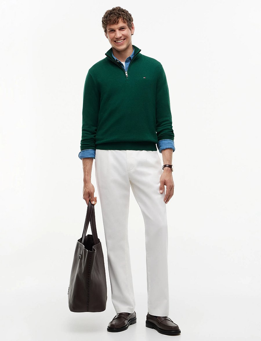 Tommy Hilfiger - PIMA ORG CTN CASHMERE ZIP MOCK - pullover mit halbem reißverschluss - ornamental green heather - 4