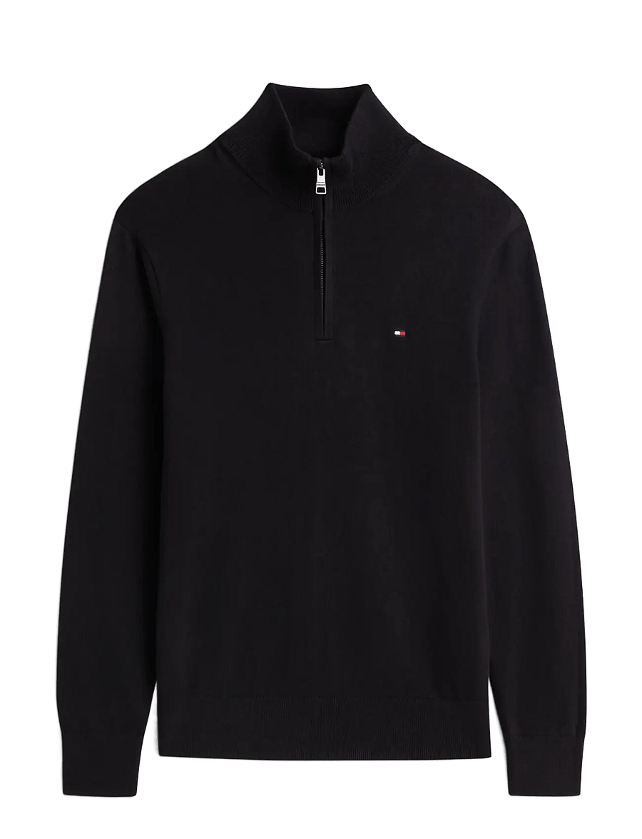 Tommy Hilfiger - PIMA ORG CTN CASHMERE ZIP MOCK - pullover mit halbem reißverschluss - black - 1