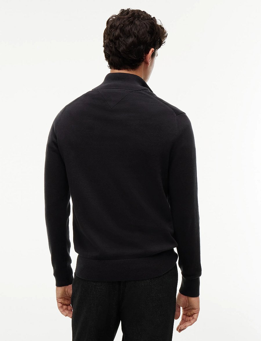 Tommy Hilfiger - PIMA ORG CTN CASHMERE ZIP MOCK - pullover mit halbem reißverschluss - black - 3