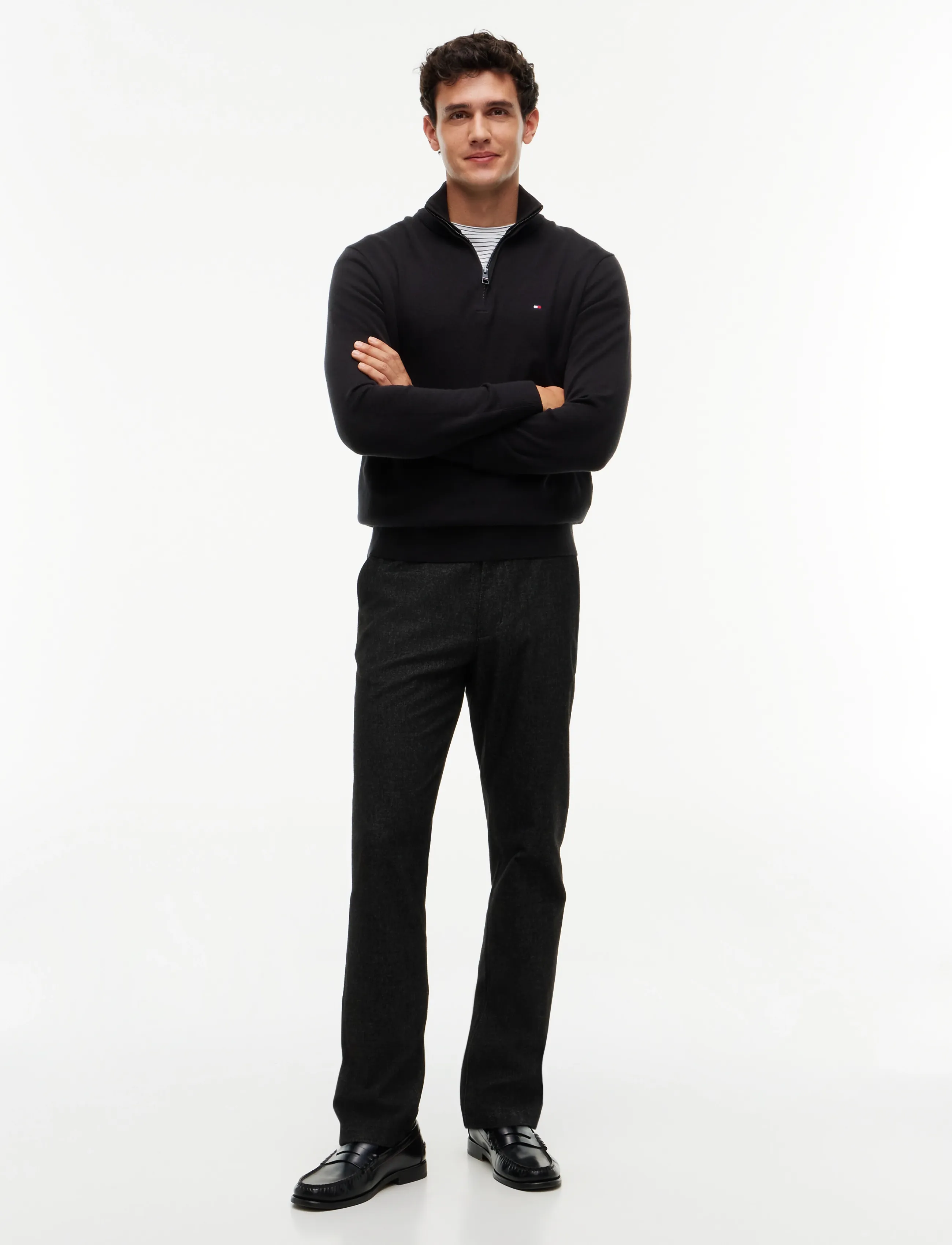 Tommy Hilfiger - PIMA ORG CTN CASHMERE ZIP MOCK - halfzip strik - black - 5