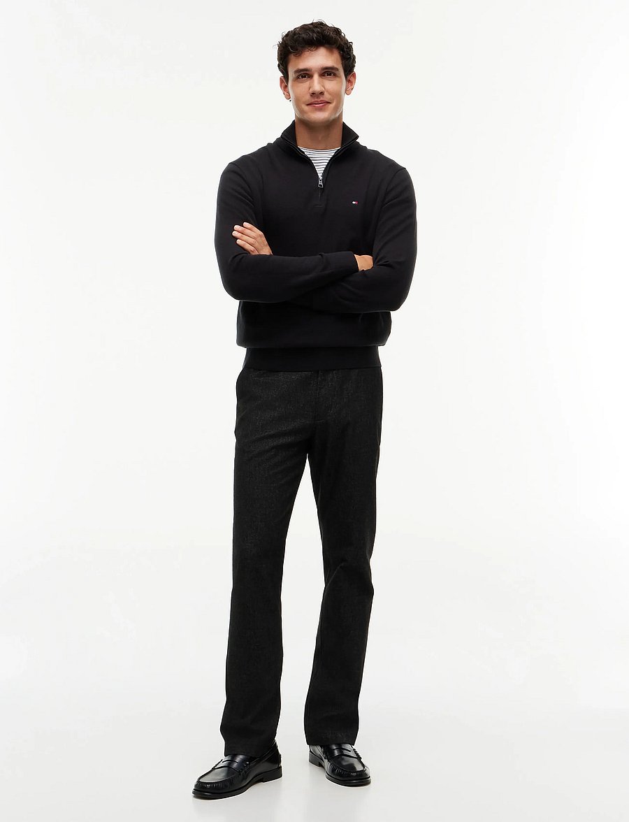 Tommy Hilfiger - PIMA ORG CTN CASHMERE ZIP MOCK - pullover mit halbem reißverschluss - black - 5