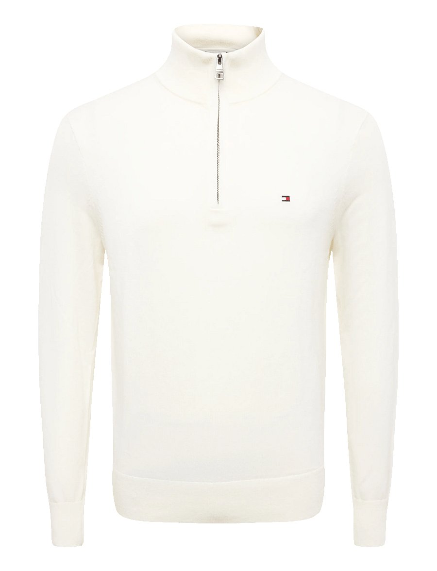 Tommy Hilfiger - PIMA ORG CTN CASHMERE ZIP MOCK - pullover mit halbem reißverschluss - ivory petal - 1