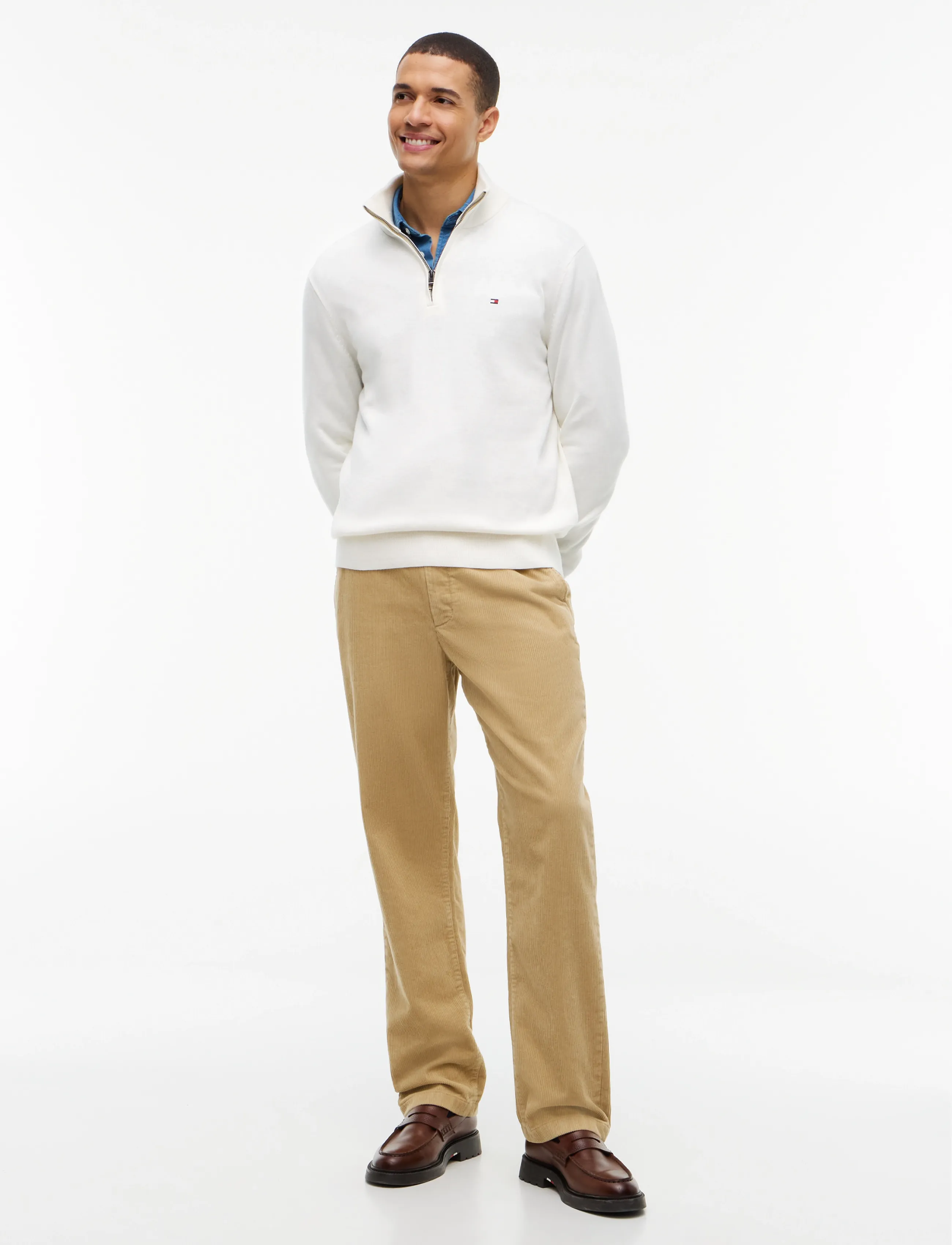 Tommy Hilfiger - PIMA ORG CTN CASHMERE ZIP MOCK - pullover mit halbem reißverschluss - ivory petal - 5