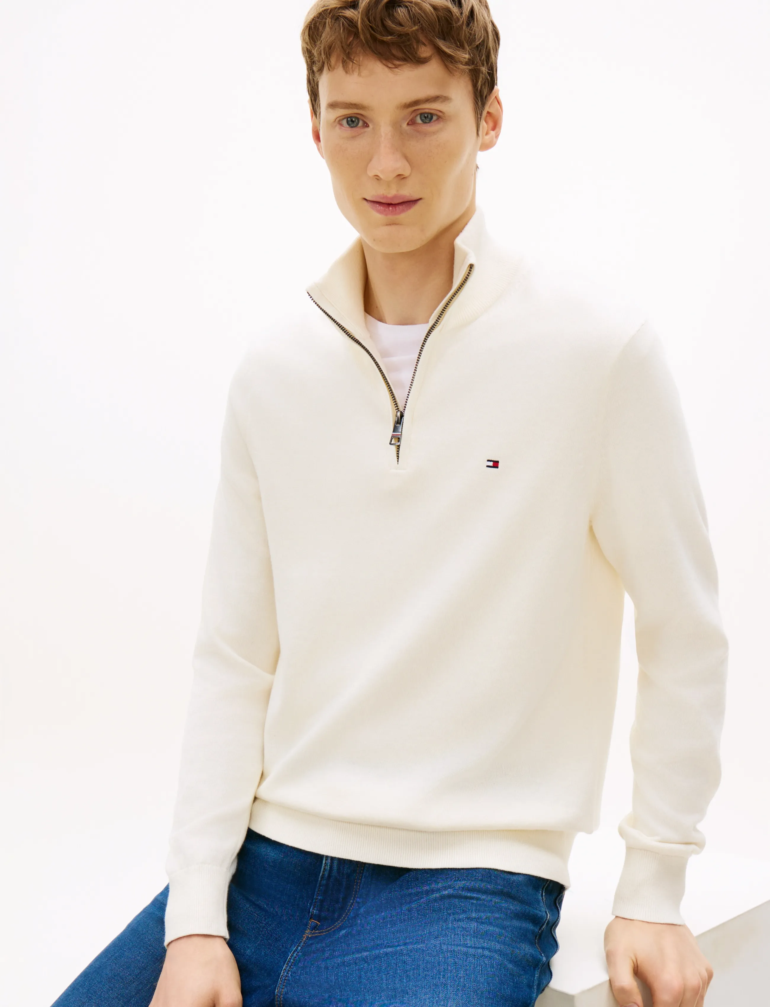 TOMMY HILFIGER Pima Org Ctn Cashmere Zip Mock stickade tröjor herr – bild 8