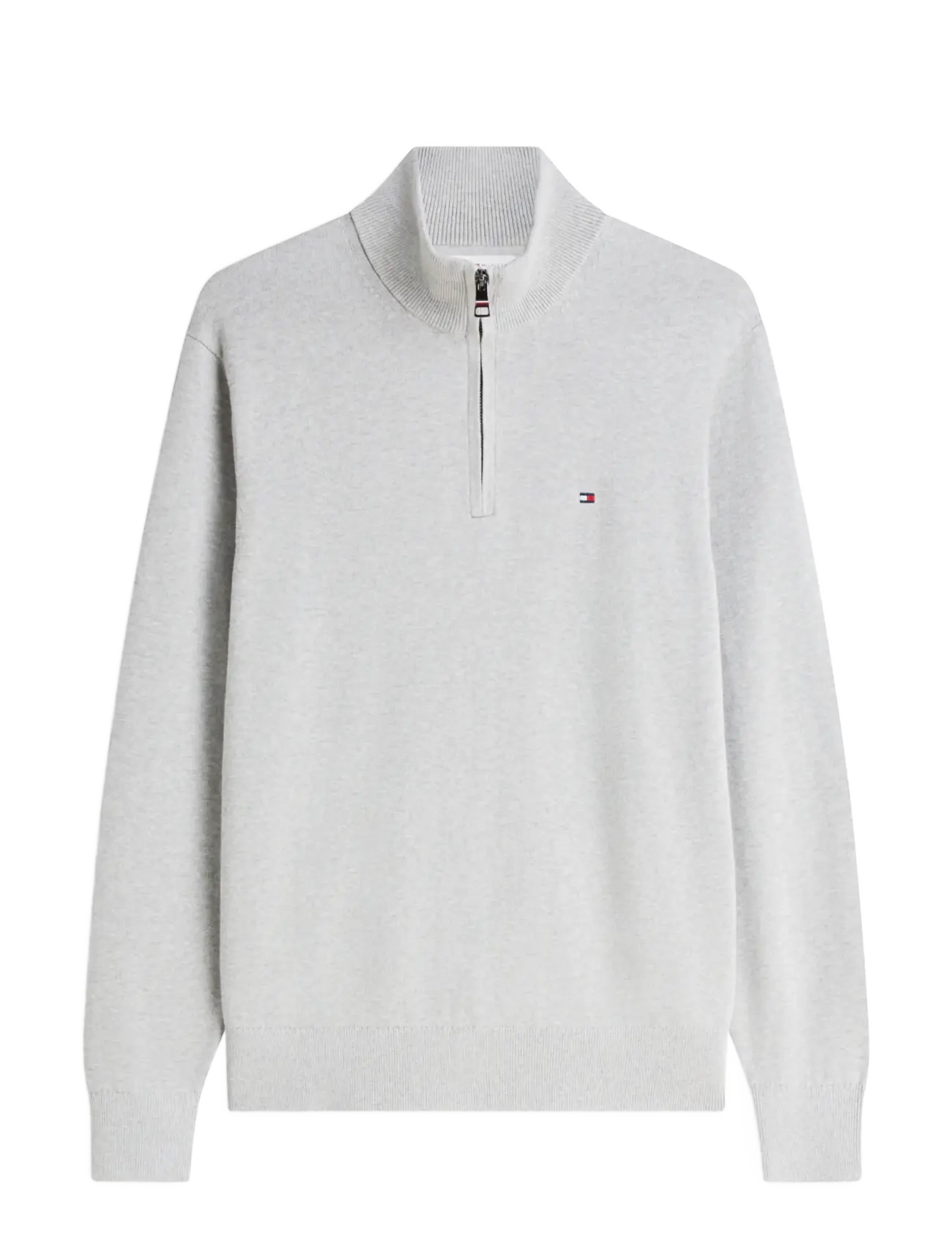 Tommy Hilfiger - PIMA ORG CTN CASHMERE ZIP MOCK - halfzip strik - light grey heather - 1