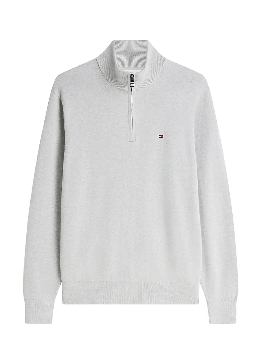 Tommy Hilfiger - PIMA ORG CTN CASHMERE ZIP MOCK - pullover mit halbem reißverschluss - light grey heather - 1