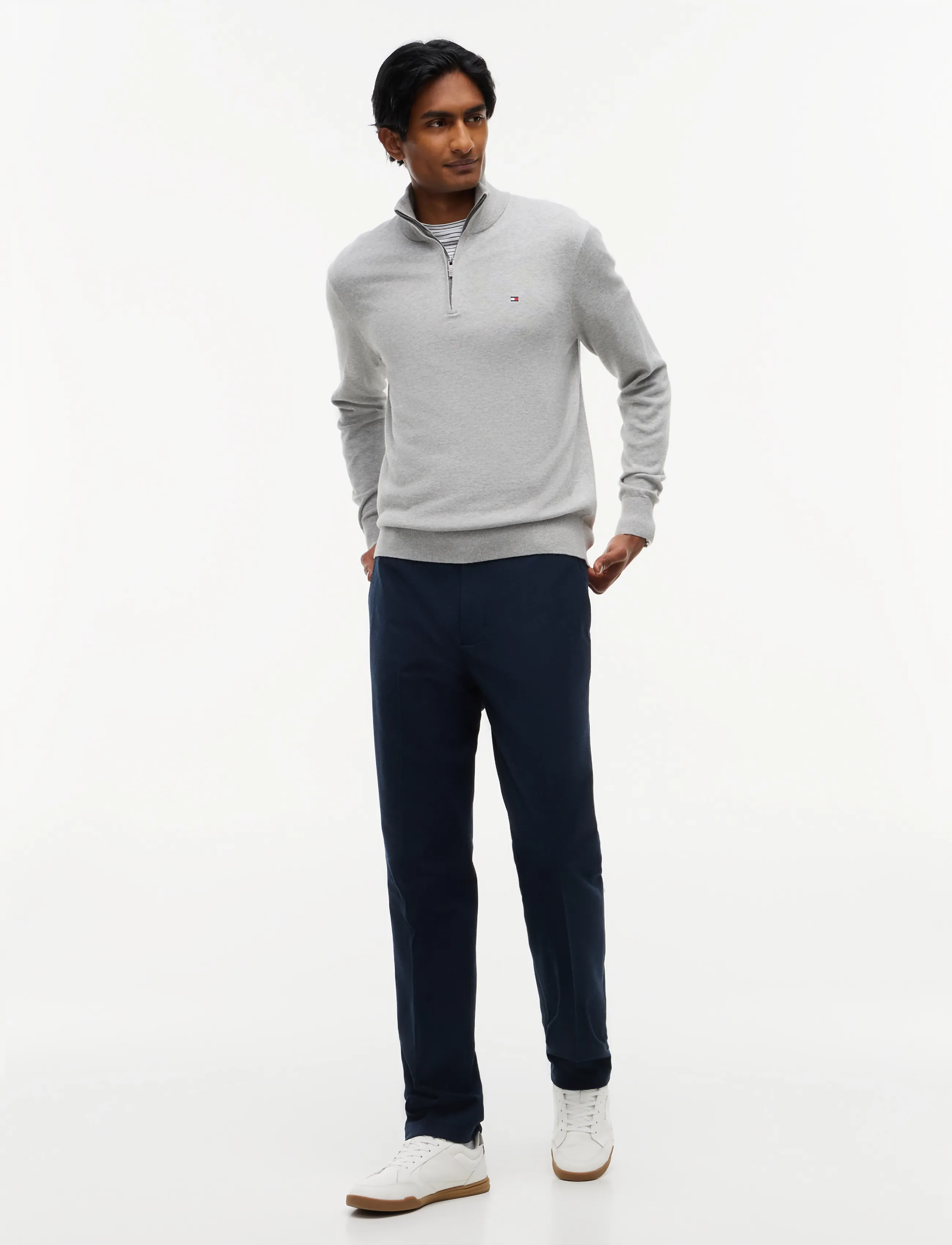 Tommy Hilfiger - PIMA ORG CTN CASHMERE ZIP MOCK - halfzip strik - light grey heather - 4