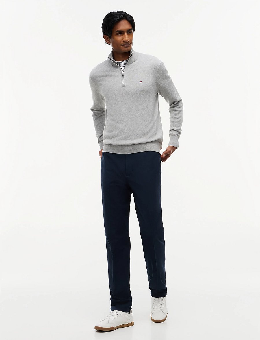 Tommy Hilfiger - PIMA ORG CTN CASHMERE ZIP MOCK - pullover mit halbem reißverschluss - light grey heather - 4