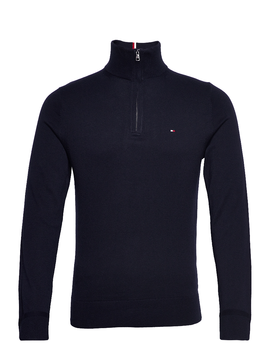 Tommy Hilfiger - PIMA ORG CTN CASHMERE ZIP MOCK - poolpika lukuga džemprid - navy blue - 1