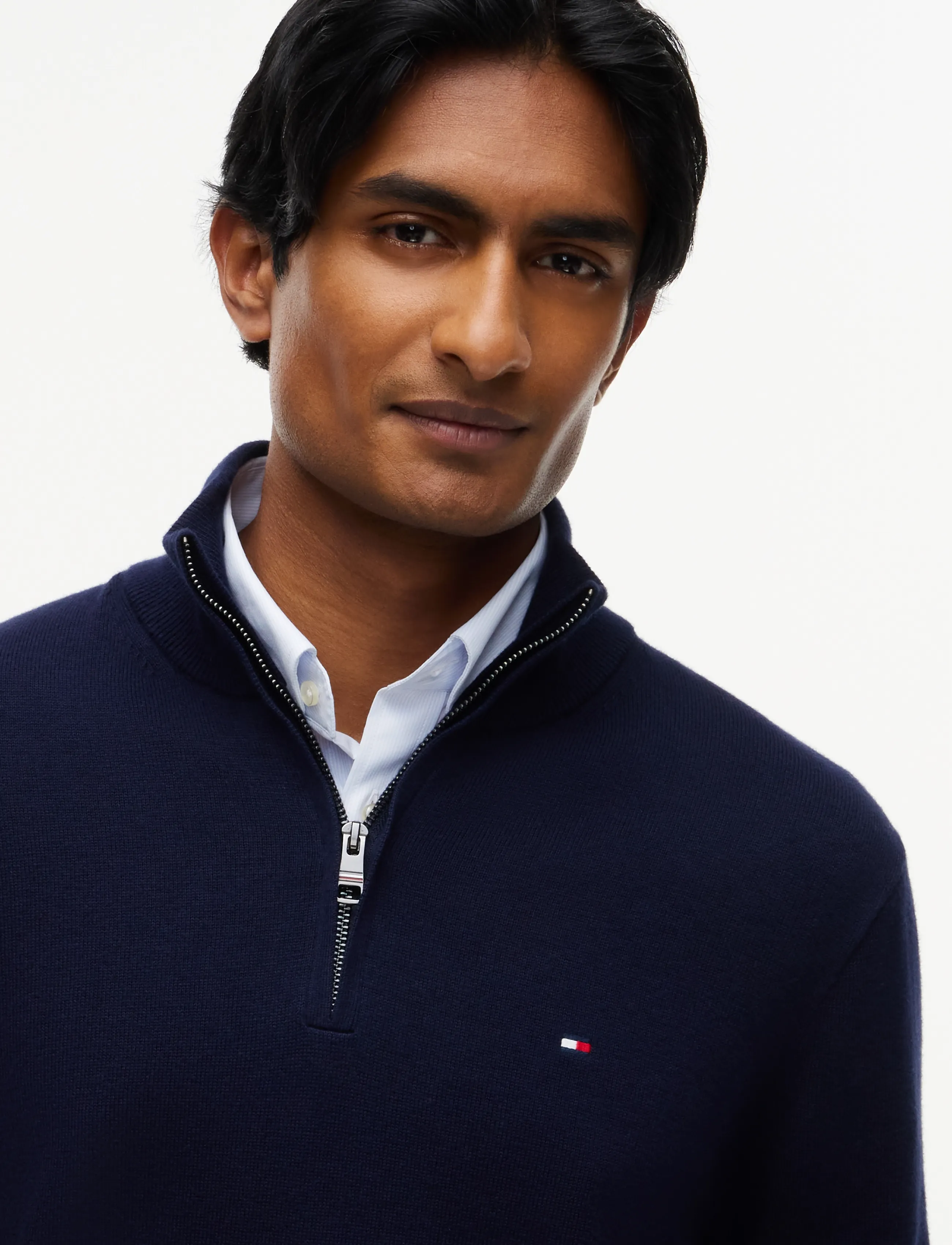 Tommy Hilfiger - PIMA ORG CTN CASHMERE ZIP MOCK - navy blue - 4
