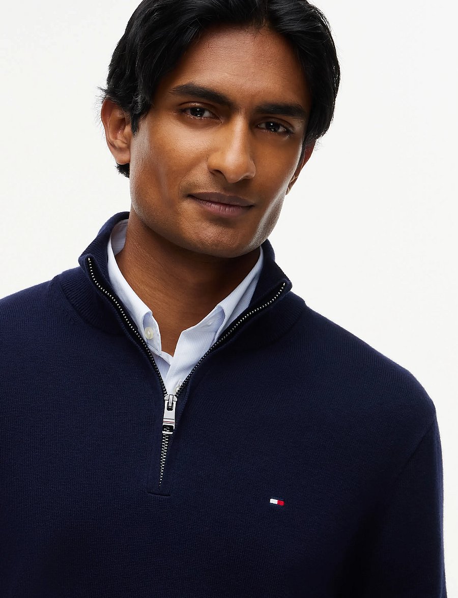 Tommy Hilfiger - PIMA ORG CTN CASHMERE ZIP MOCK - poolpika lukuga džemprid - navy blue - 4