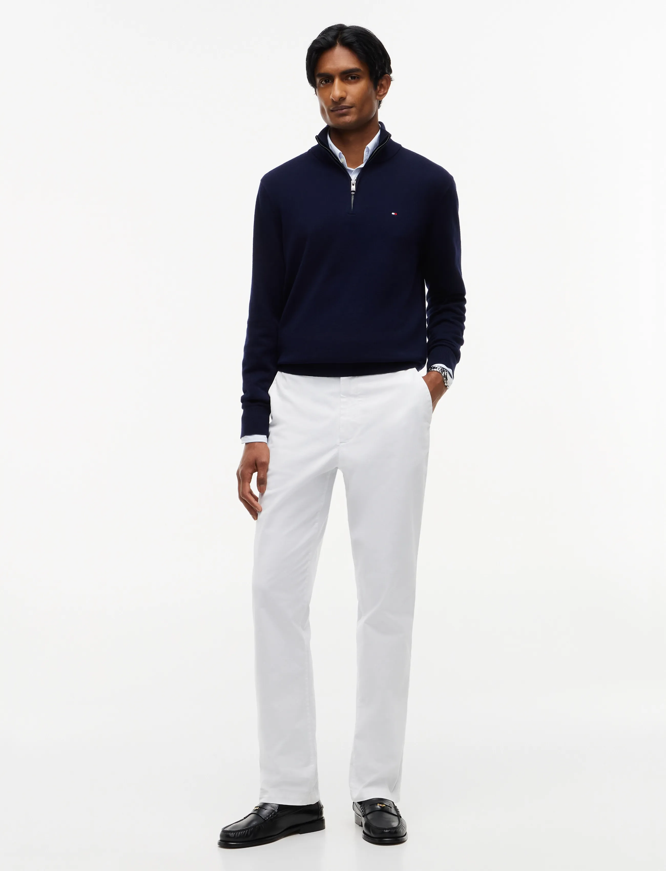 Tommy Hilfiger - PIMA ORG CTN CASHMERE ZIP MOCK - navy blue - 5
