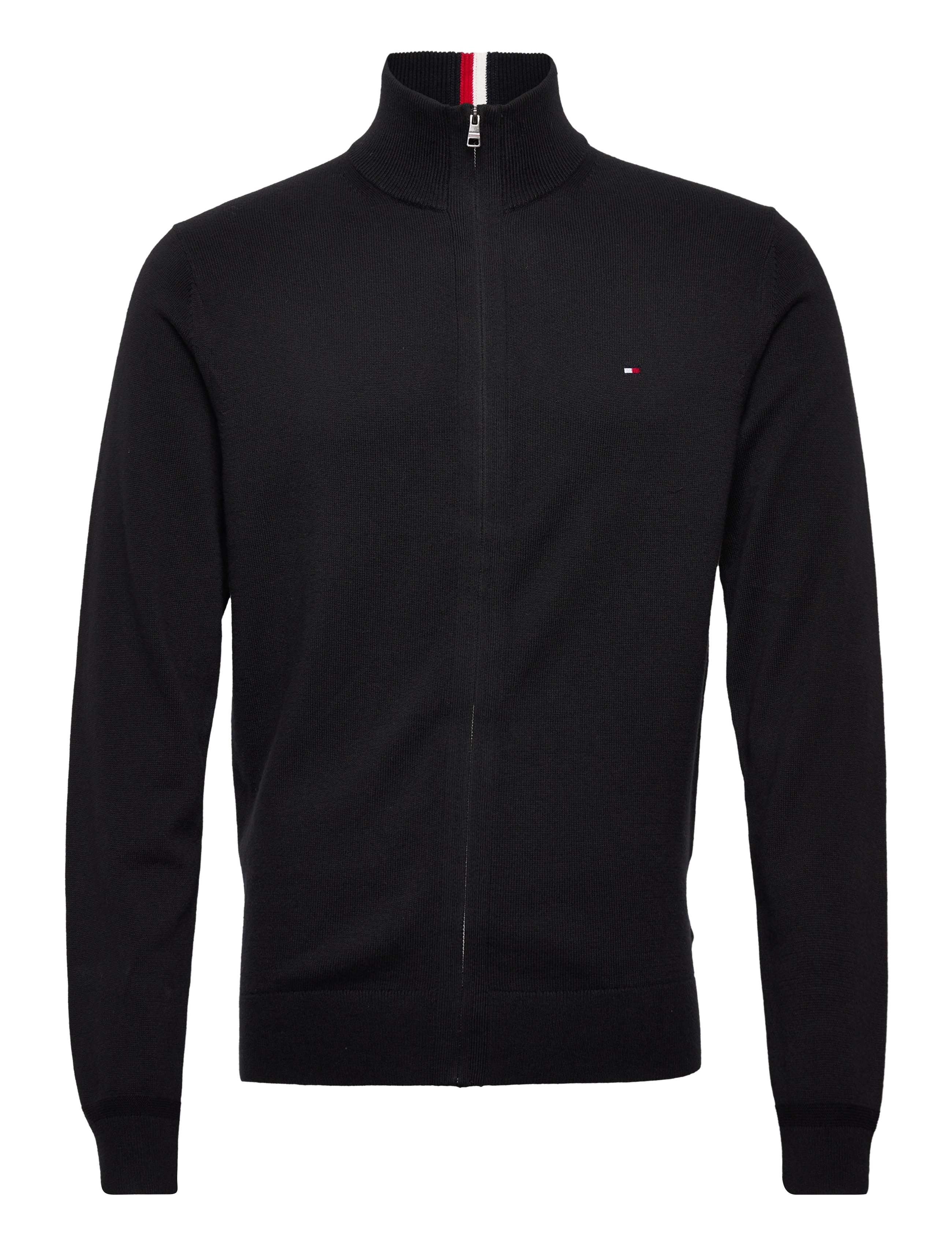Tommy Hilfiger PIMA ORG CTN CASHMERE ZIP THRU - Tommy Hilfiger - BLACK / black