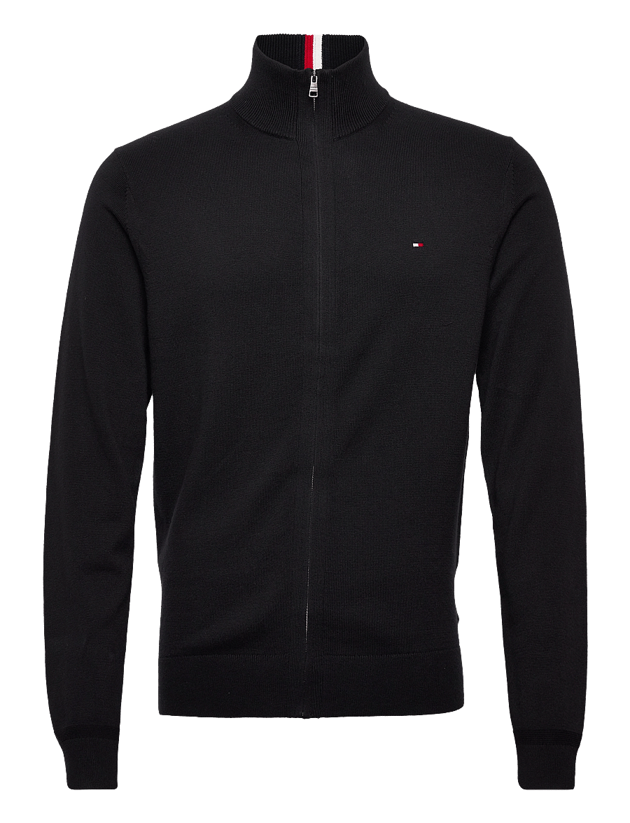 Tommy Hilfiger - PIMA ORG CTN CASHMERE ZIP THRU - fullzip strik - black - 0
