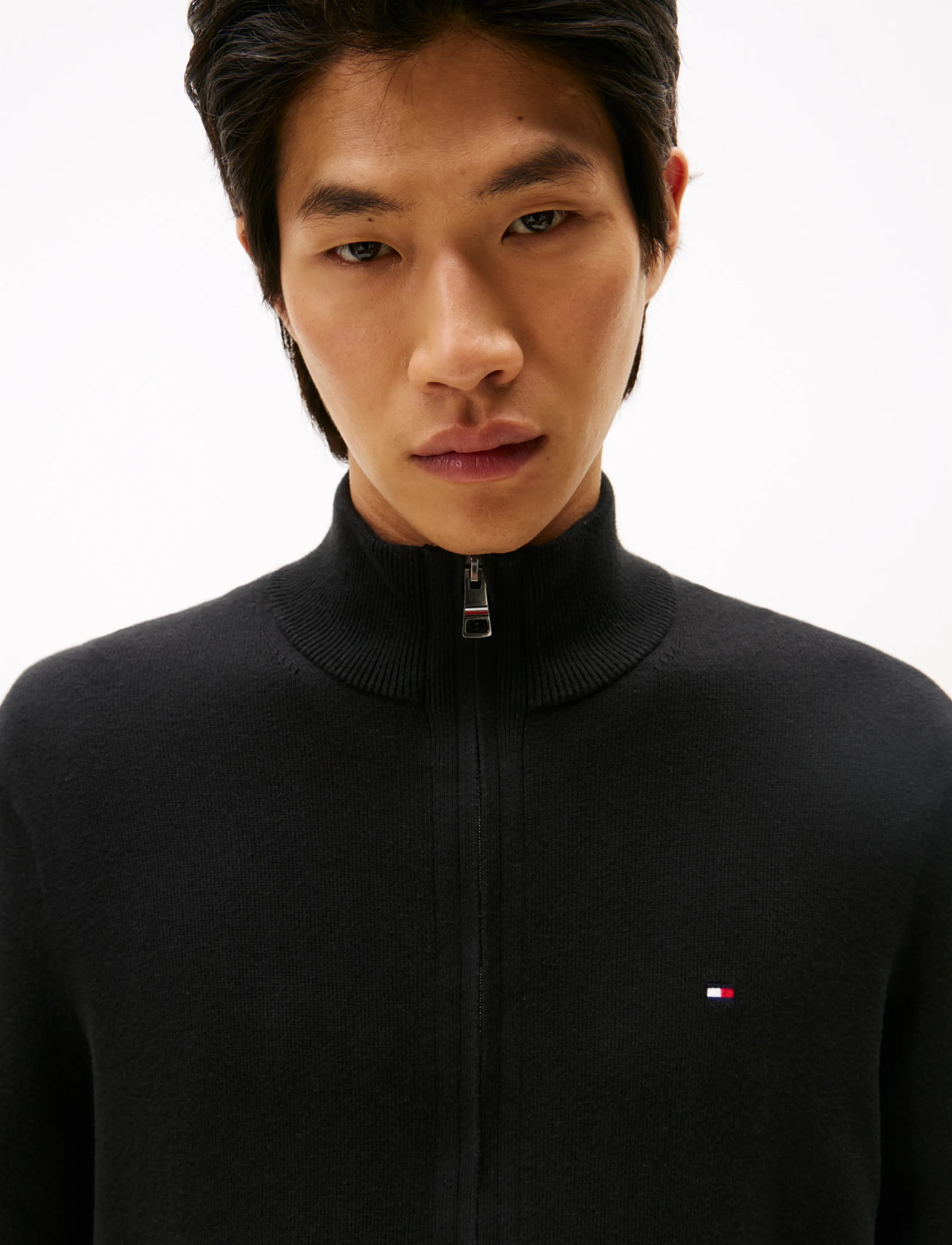 TOMMY HILFIGER Pima Org Ctn Cashmere Zip Thru stickade tröjor herr – bild 5