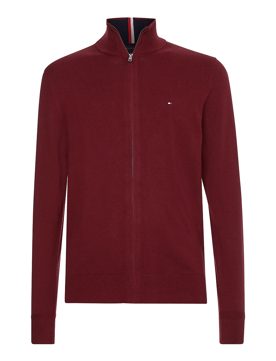Tommy Hilfiger - PIMA ORG CTN CASHMERE ZIP THRU - pullover mit durchgehendem reißverschluss - burgundy - 1