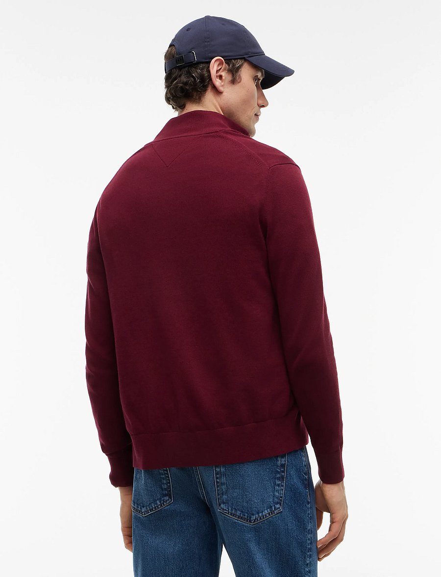 Tommy Hilfiger - PIMA ORG CTN CASHMERE ZIP THRU - pullover mit durchgehendem reißverschluss - burgundy - 3