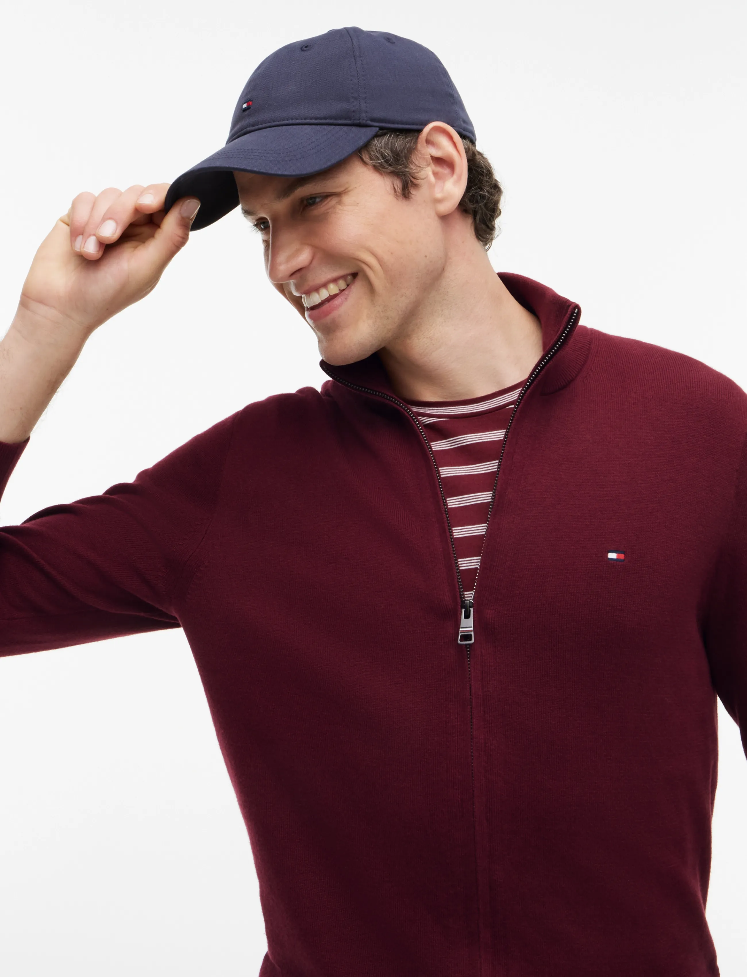 Tommy Hilfiger - PIMA ORG CTN CASHMERE ZIP THRU - pullover mit durchgehendem reißverschluss - burgundy - 4