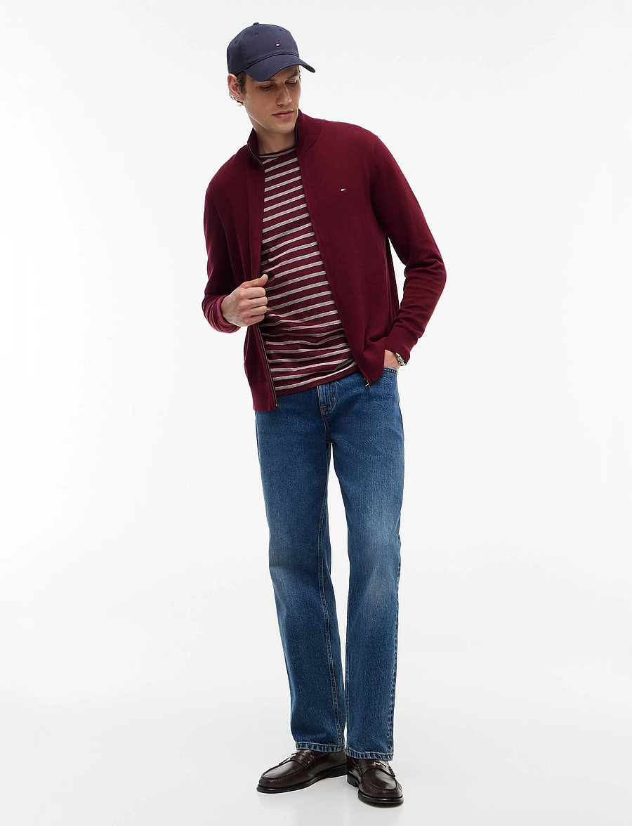 Tommy Hilfiger - PIMA ORG CTN CASHMERE ZIP THRU - pullover mit durchgehendem reißverschluss - burgundy - 5