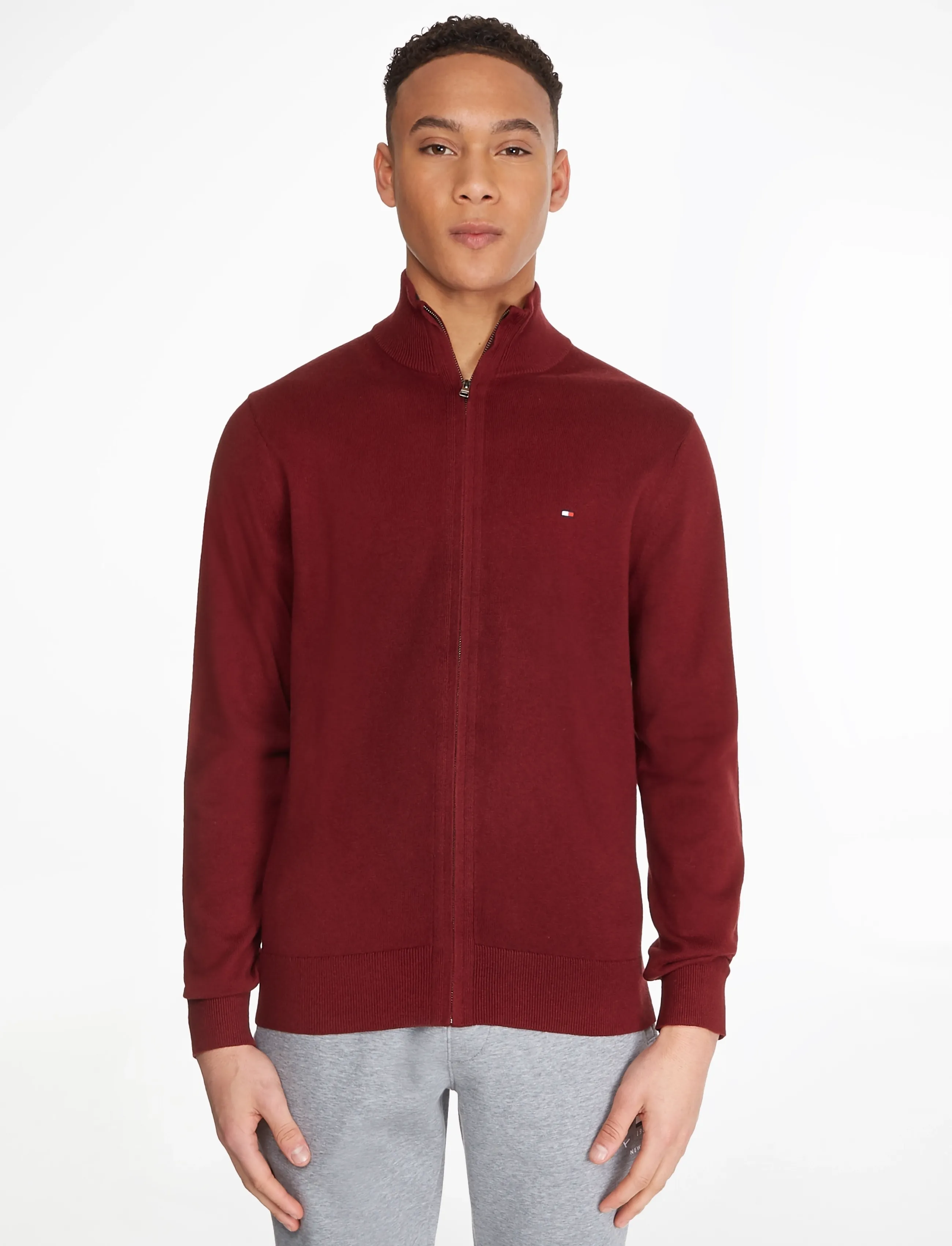 TOMMY HILFIGER Pima Org Ctn Cashmere Zip Thru stickade tröjor herr – bild 5