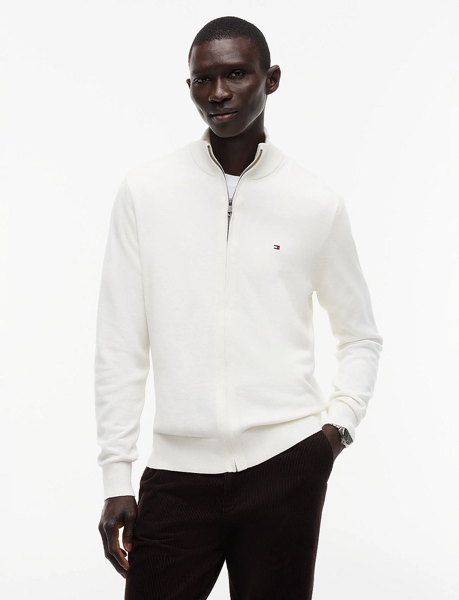 Tommy Hilfiger - PIMA ORG CTN CASHMERE ZIP THRU - fullzip strik - ivory petal - 0