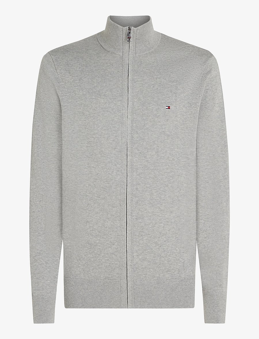 Tommy Hilfiger - PIMA ORG CTN CASHMERE ZIP THRU - lukuga džemprid - light grey heather - 0