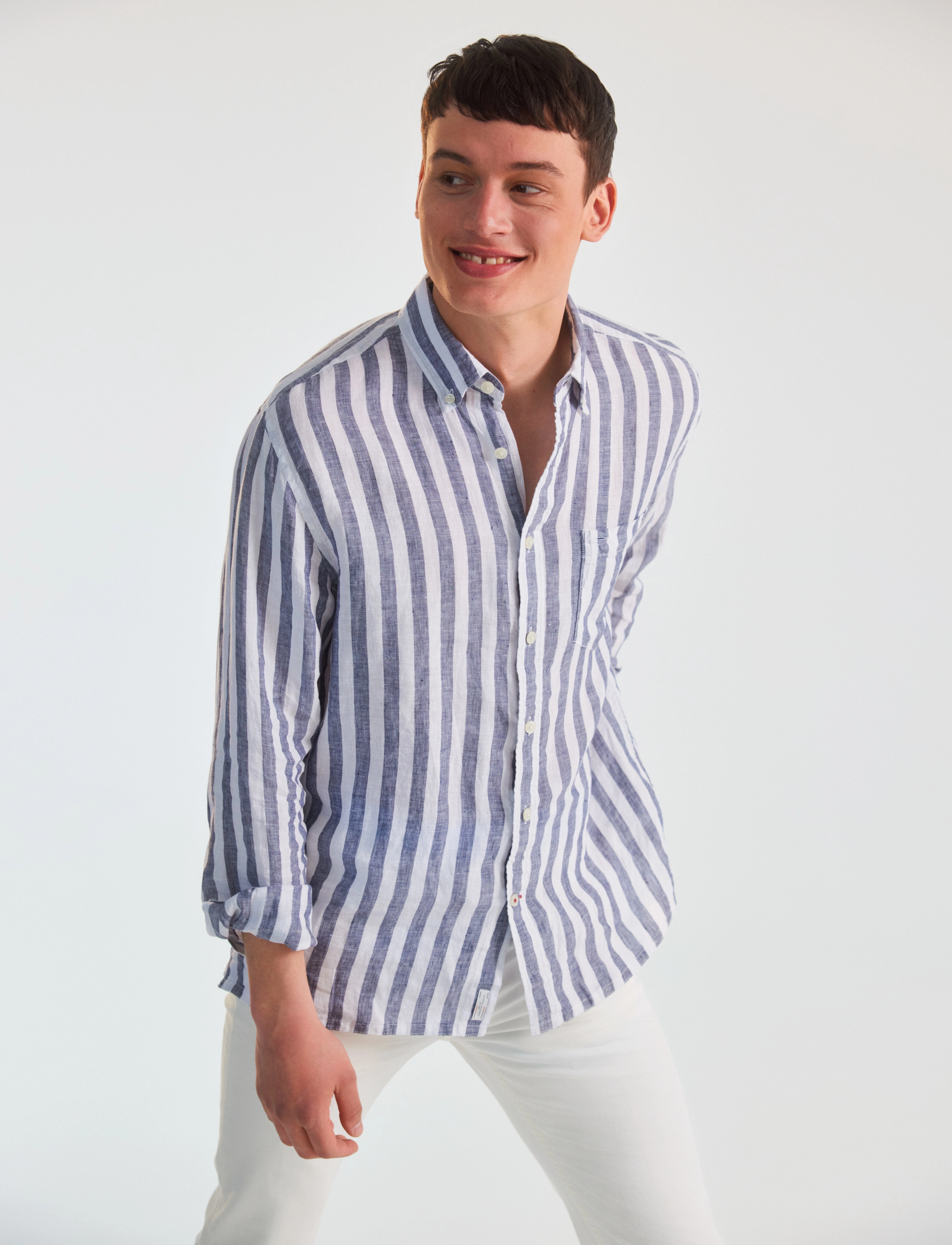 Tommy Hilfiger - BRETON LINEN STRIPE CF SHIRT - optic white / carbon navy - 3