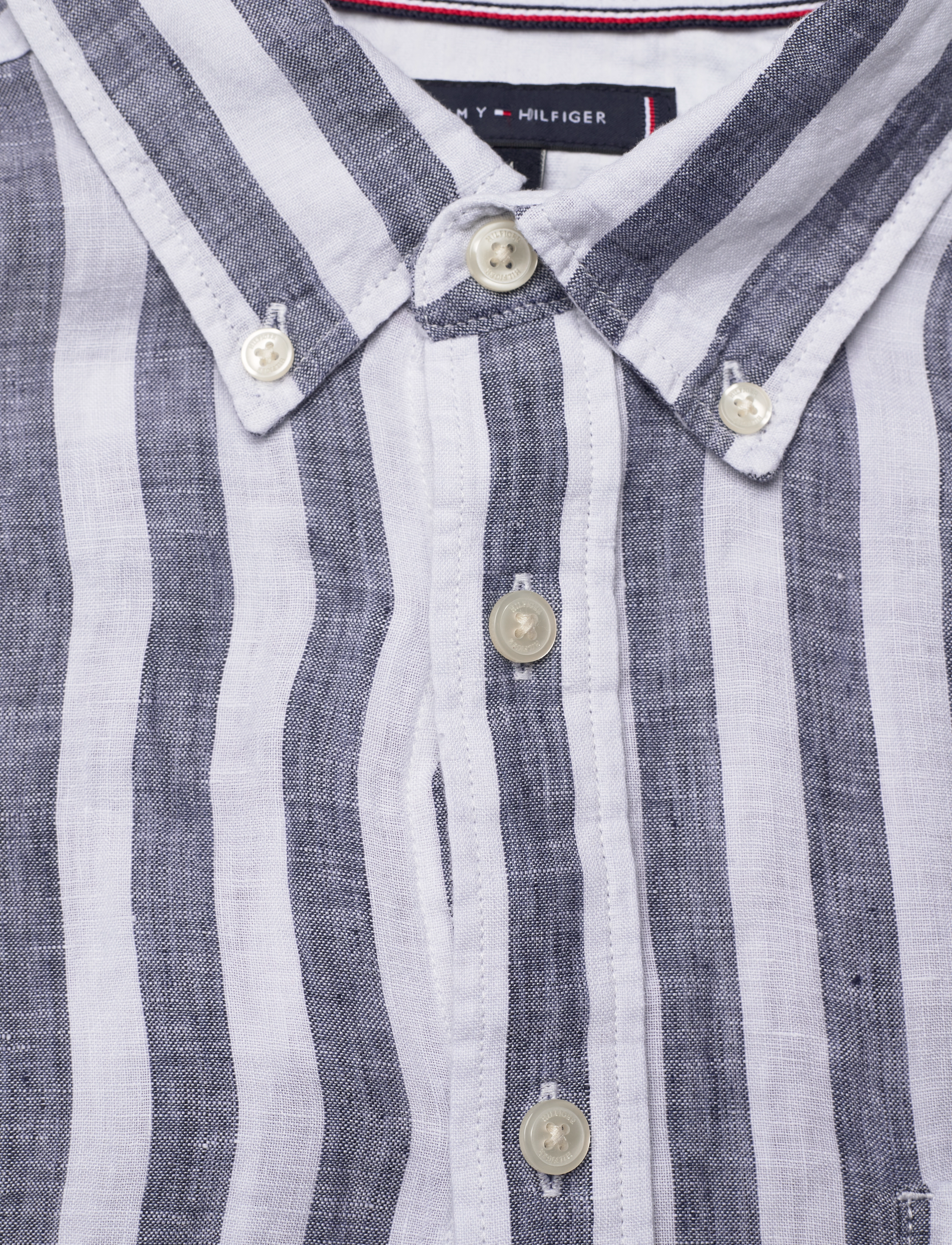 Tommy Hilfiger - BRETON LINEN STRIPE CF SHIRT - optic white / carbon navy - 4