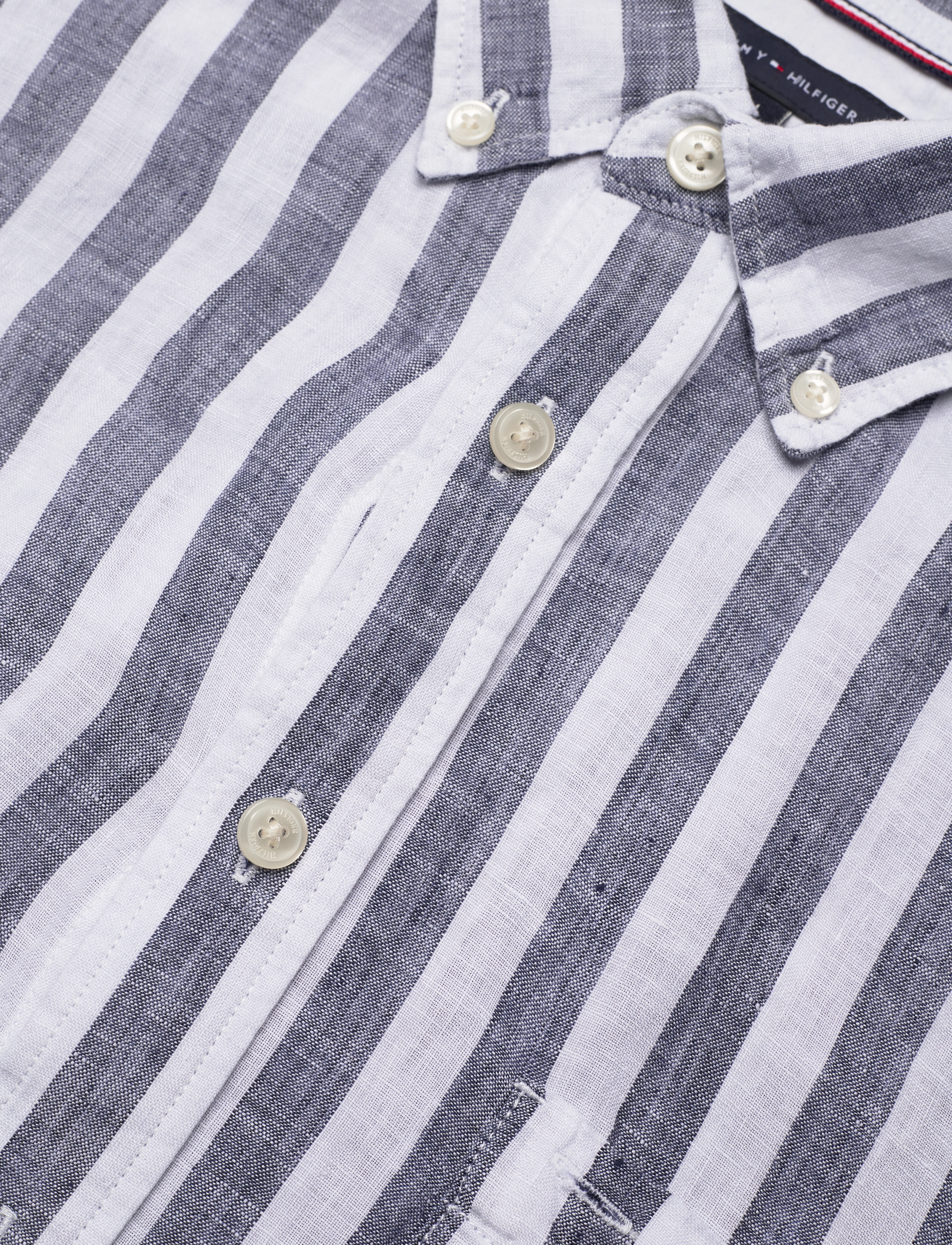 Tommy Hilfiger - BRETON LINEN STRIPE CF SHIRT - optic white / carbon navy - 5