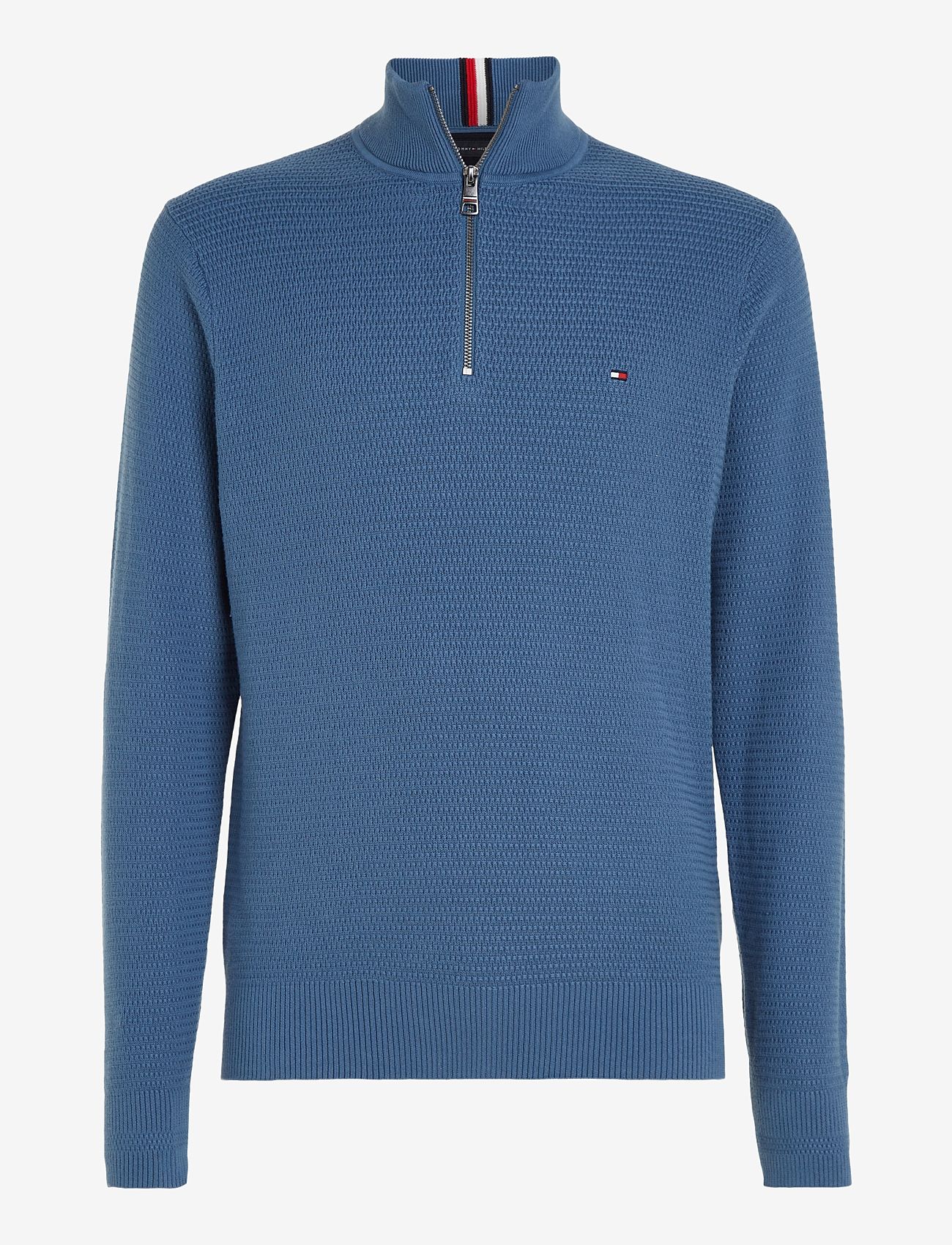 Tommy Hilfiger - INTERLACED STRUCTURE ZIP MOCK - blue coast - 0