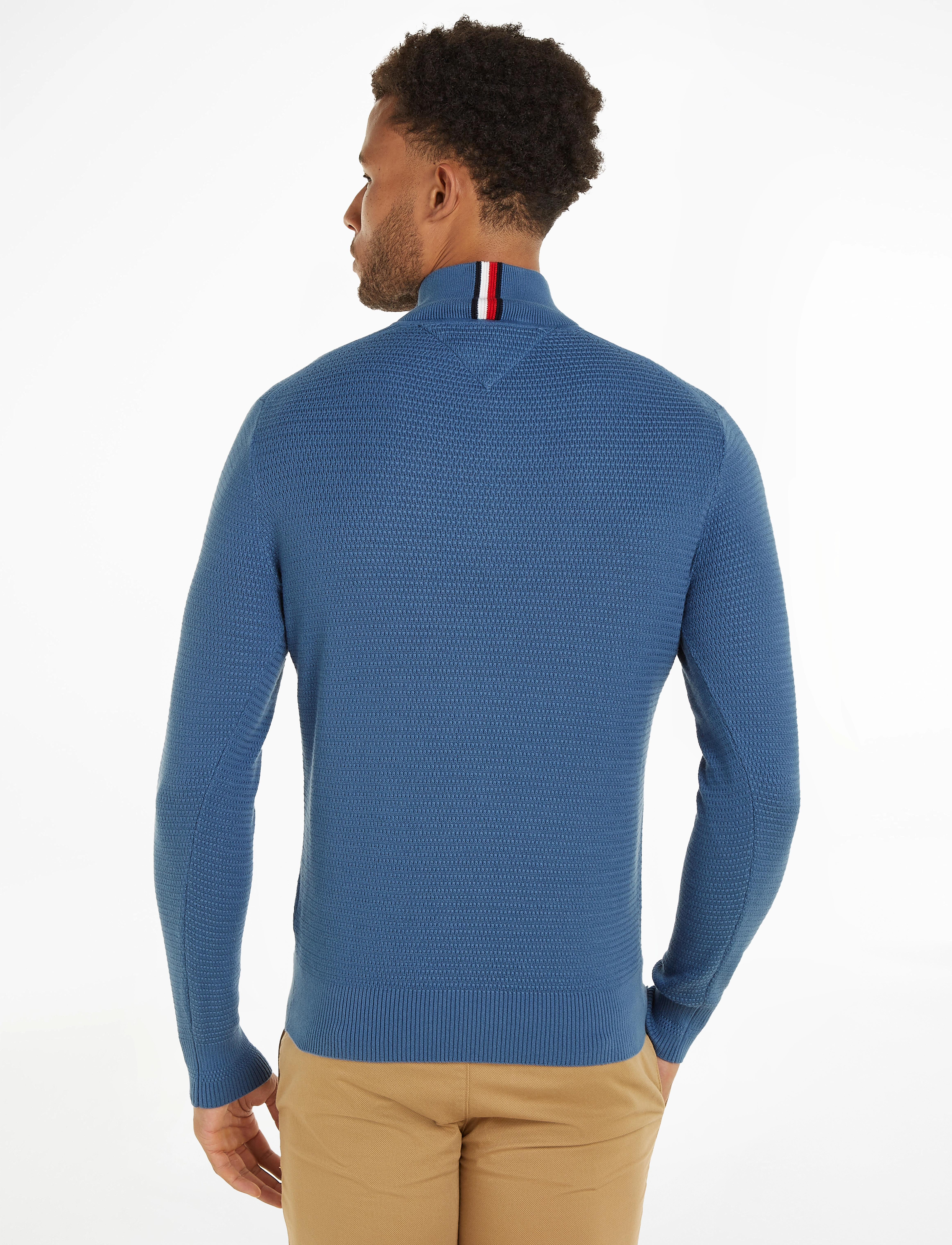 Tommy Hilfiger - INTERLACED STRUCTURE ZIP MOCK - blue coast - 2