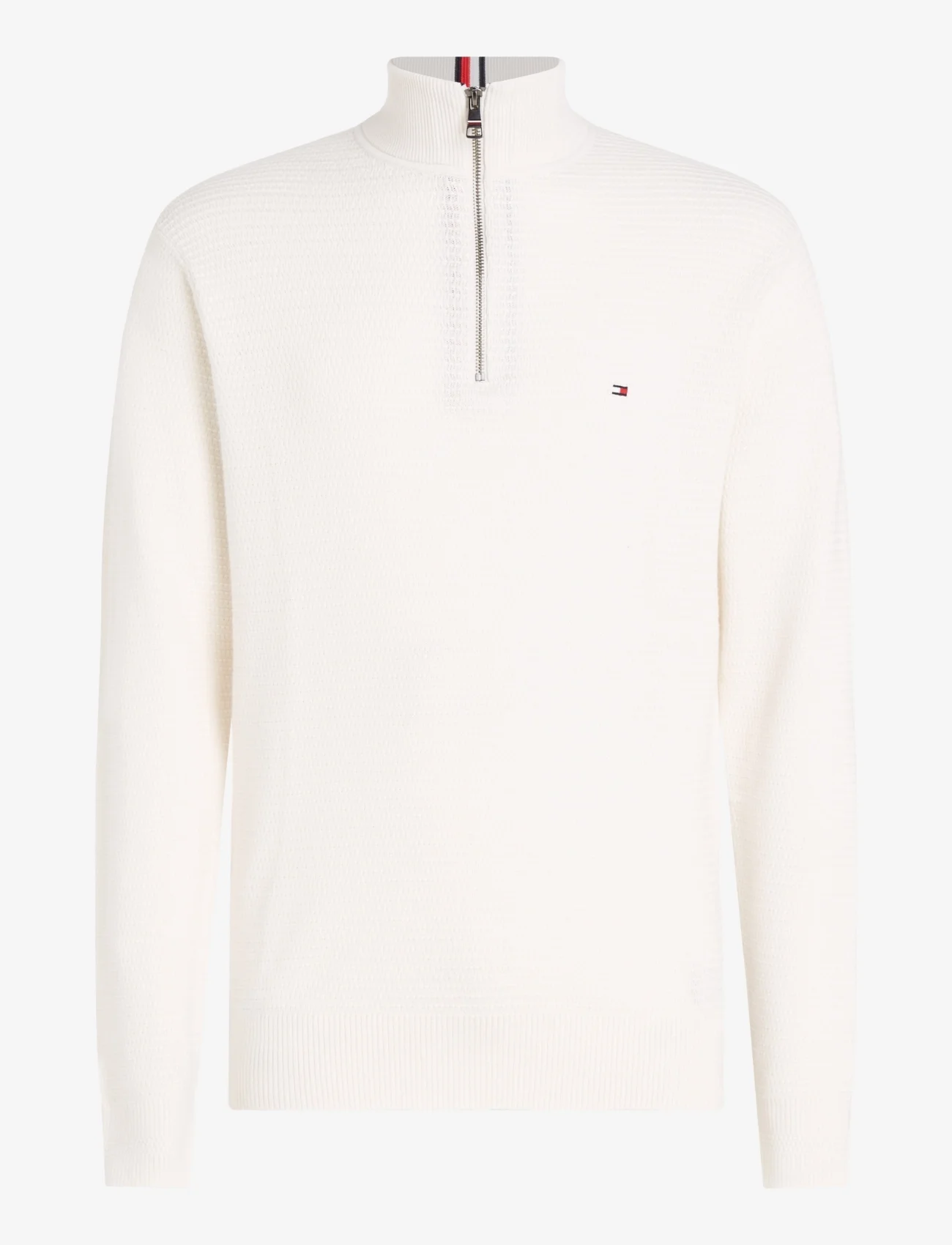 Tommy Hilfiger - INTERLACED STRUCTURE ZIP MOCK - vyrams - weathered white - 0