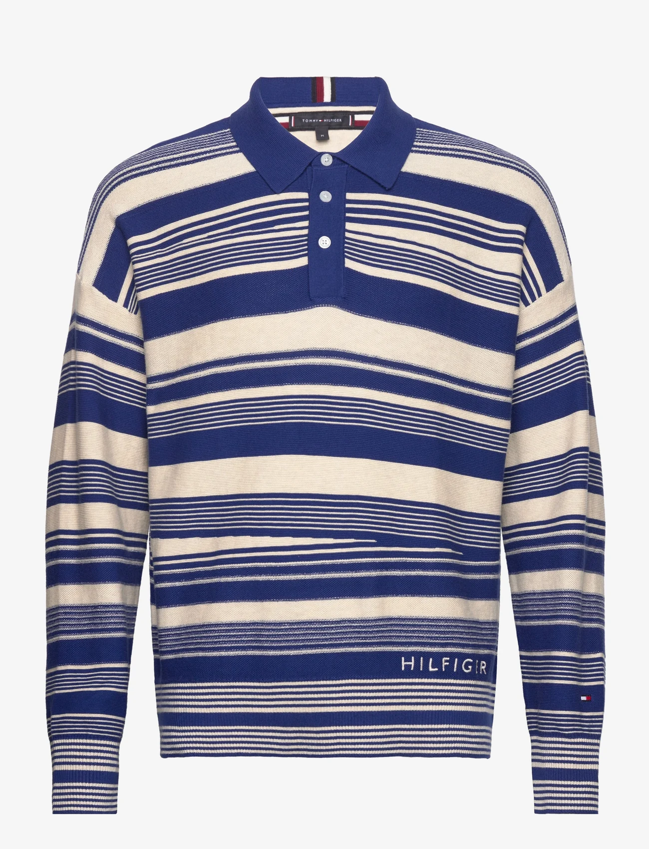 Tommy Hilfiger - CRAFTED STRIPE LS POLO - gestrickte polohemden - ultra blue/ weathered white - 0