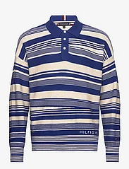 Tommy Hilfiger - CRAFTED STRIPE LS POLO - gestrickte polohemden - ultra blue/ weathered white - 0