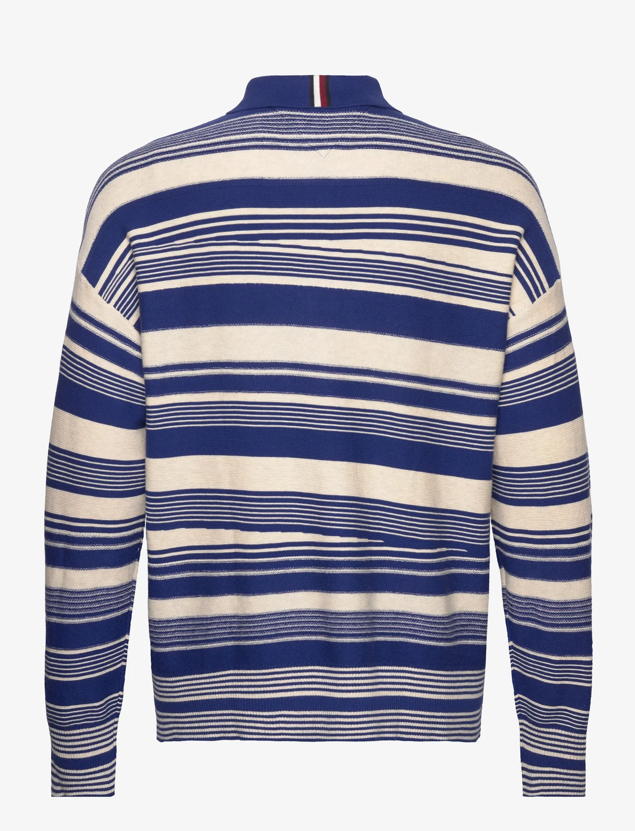 Tommy Hilfiger - CRAFTED STRIPE LS POLO - neulotut poolot - ultra blue/ weathered white - 1