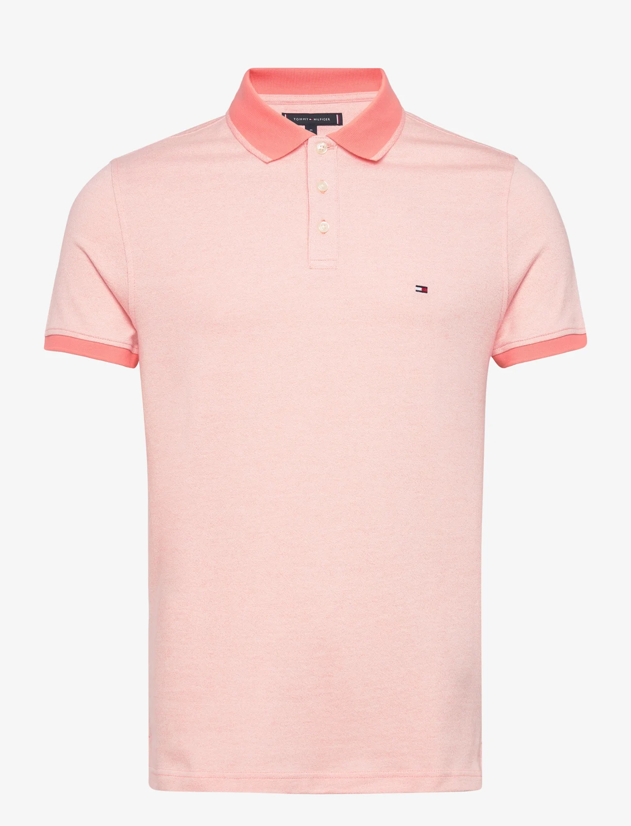 Tommy Hilfiger - MOULINE TIPPED SLIM POLO - short-sleeved polos - weathered white /peach dusk mouline - 0