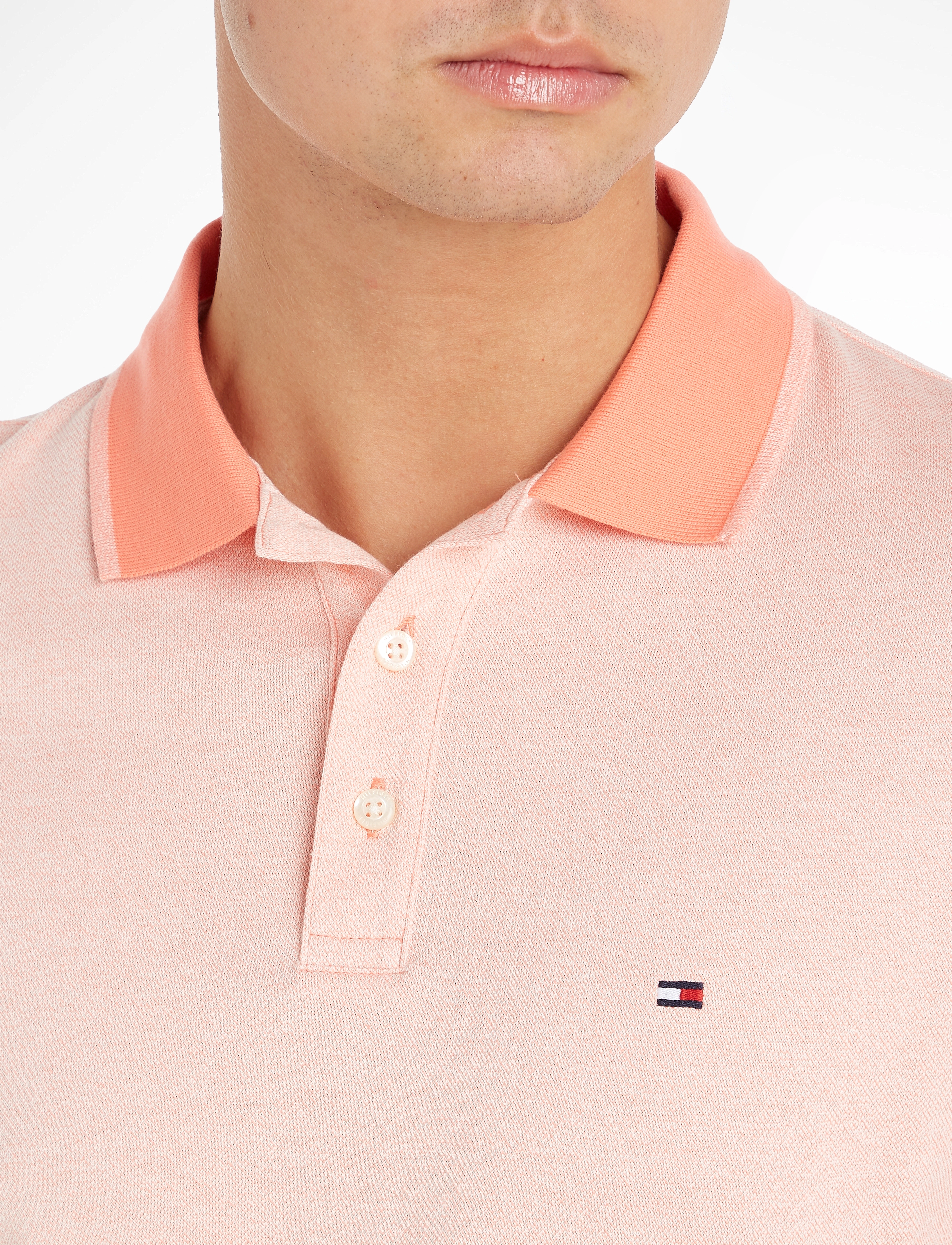 Tommy Hilfiger - MOULINE TIPPED SLIM POLO - weathered white /peach dusk mouline - 4