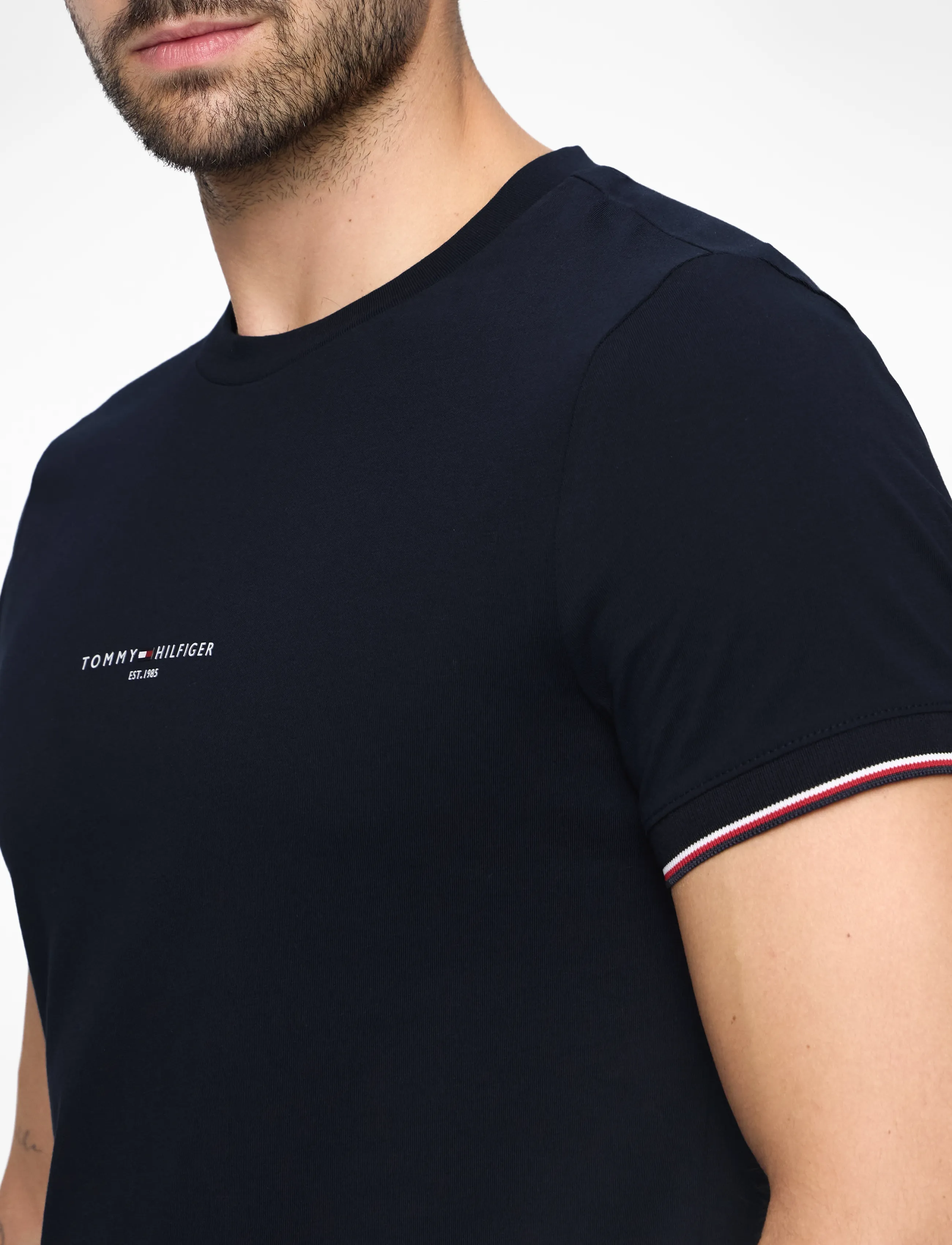 Tommy Hilfiger - TOMMY LOGO TIPPED TEE - kortærmede t-shirts - desert sky - 5
