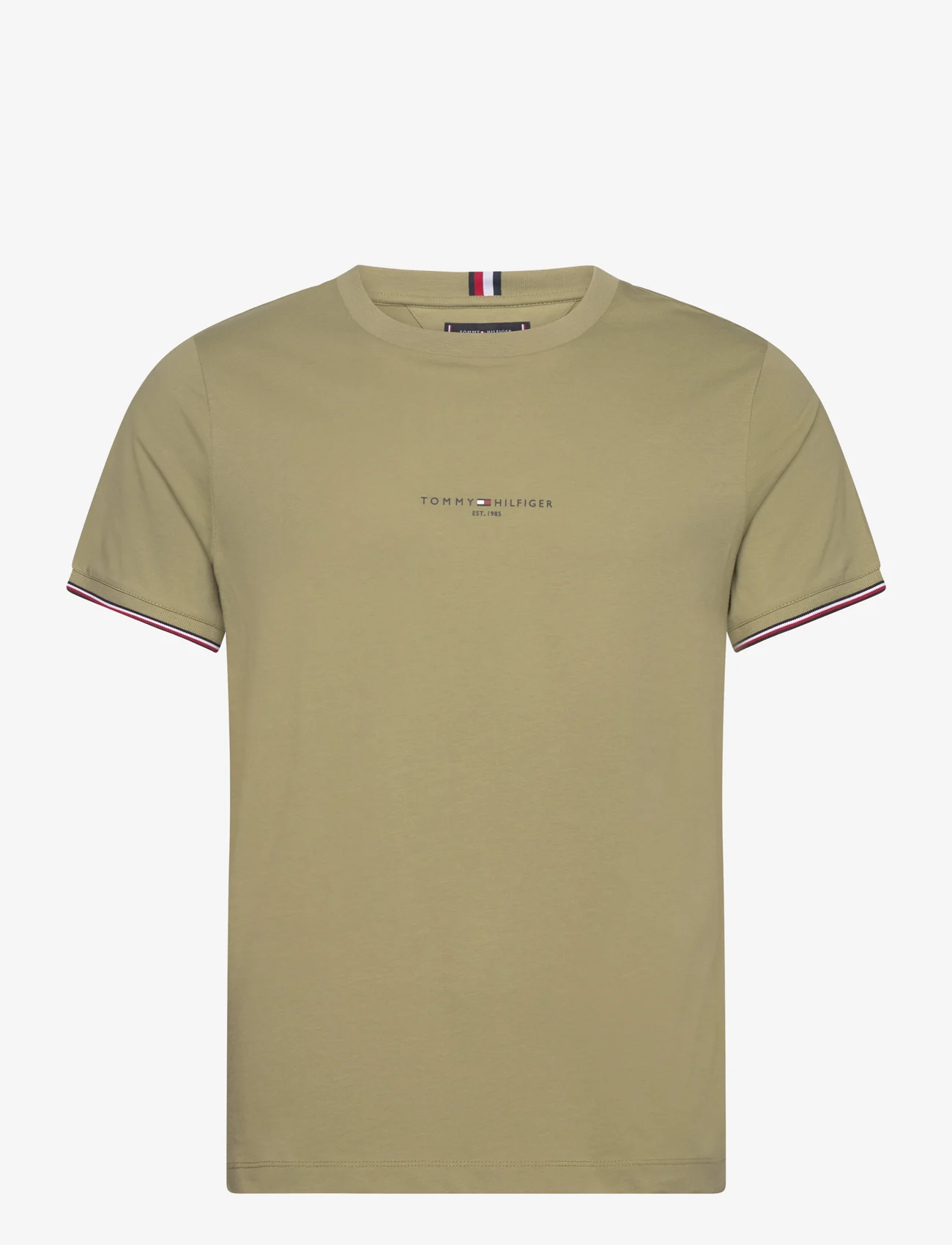 Tommy Hilfiger - TOMMY LOGO TIPPED TEE - lyhythihaiset - faded olive - 0