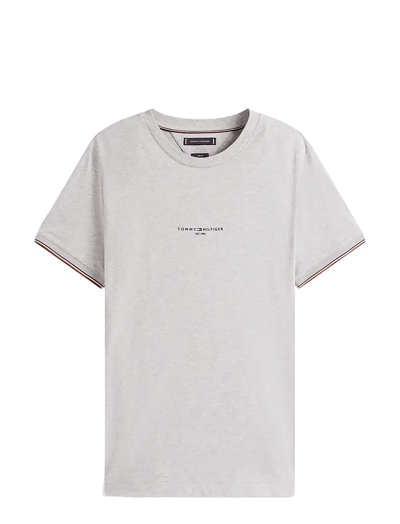 Tommy Hilfiger - TOMMY LOGO TIPPED TEE - kortärmade t-shirts - light grey heather - 1