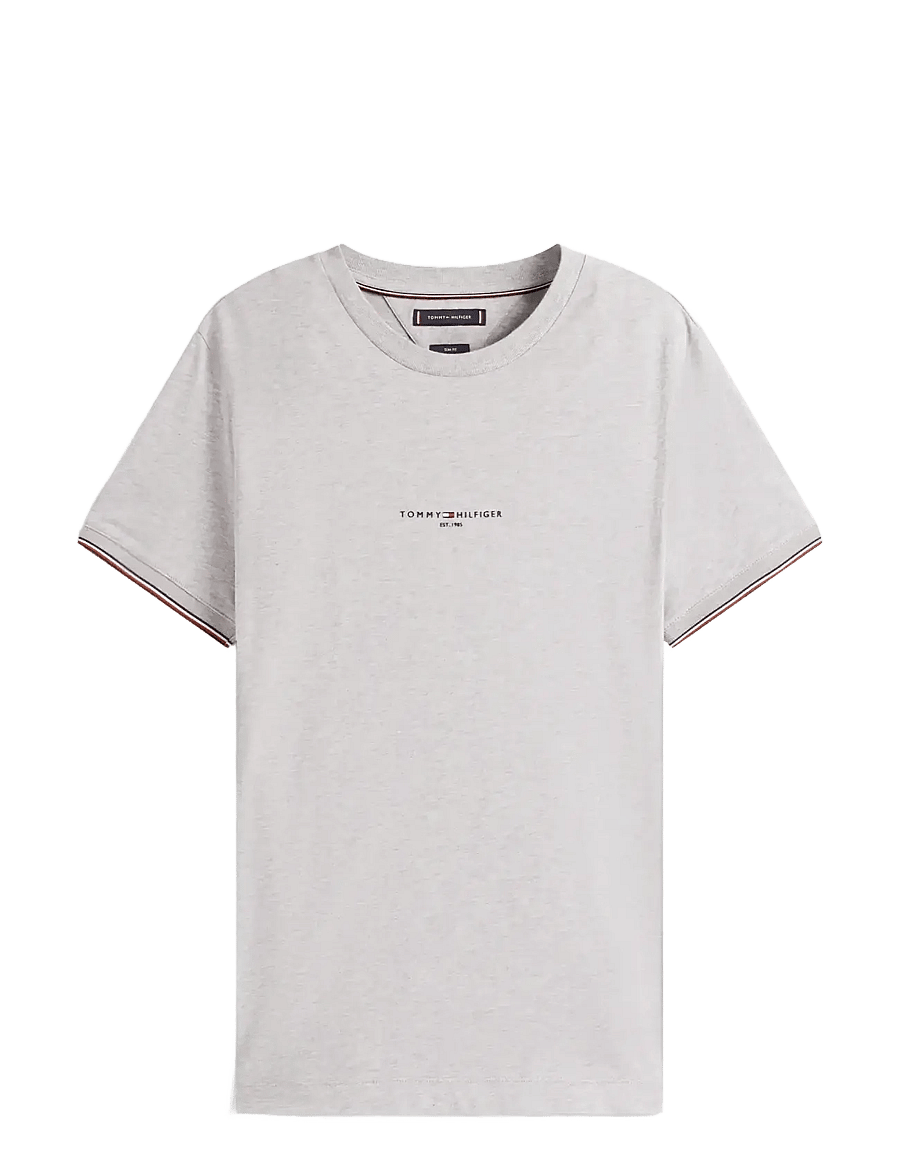Tommy Hilfiger - TOMMY LOGO TIPPED TEE - lühikeste varrukatega t-särgid - light grey heather - 1